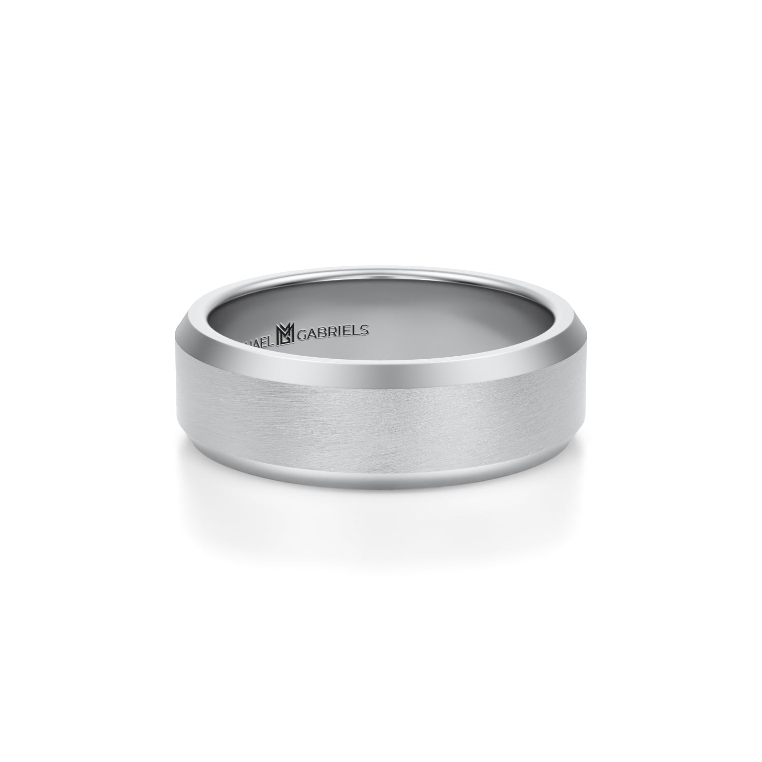 6mm Mens Beveled Wedding Band - Center Matte