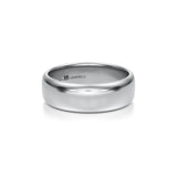 6mm white gold wedding band with high polish finish for men.