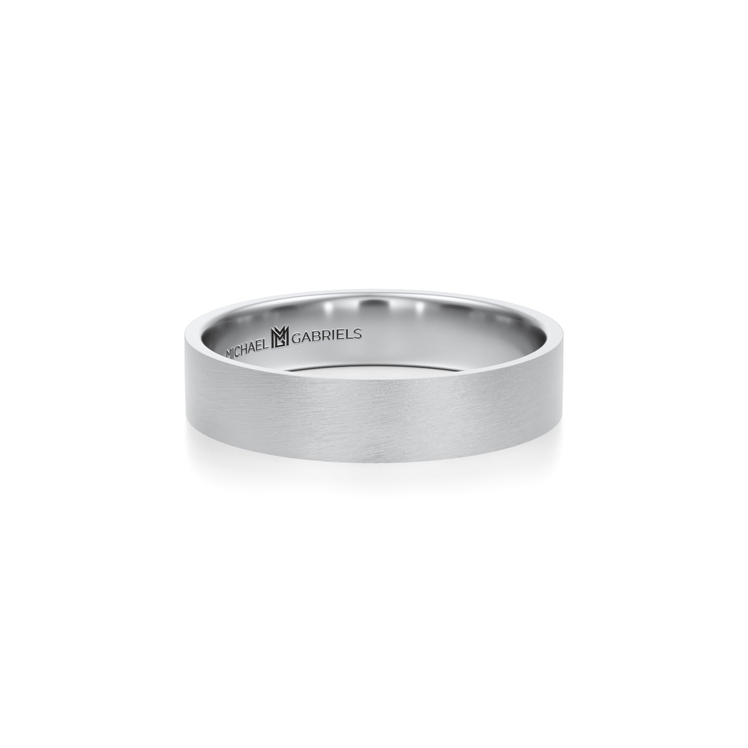 4mm matte white gold men's wedding band.