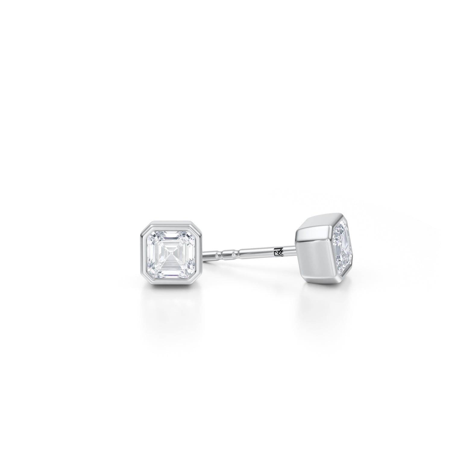 1 Carat Asscher Cut Bezel Stud Lab Grown Diamond Earrings