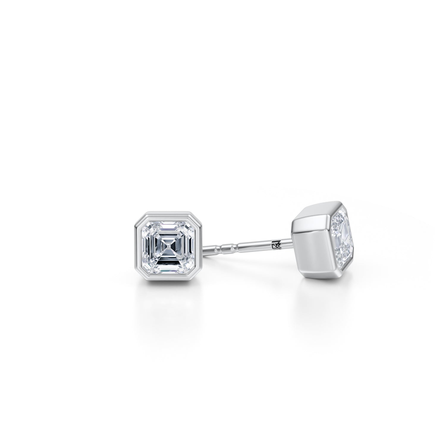 1.50 Carat Asscher Cut Bezel Stud Lab Grown Diamond Earrings