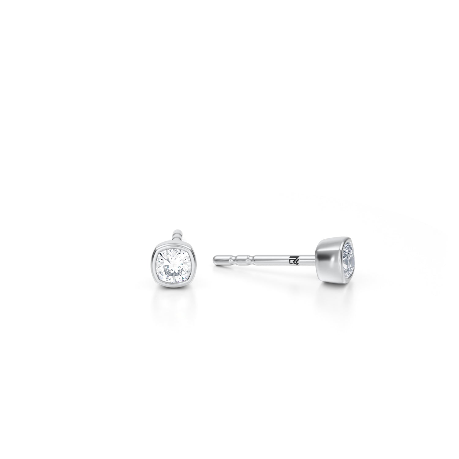 Cushion Bezel Stud Lab Grown Diamond Earrings