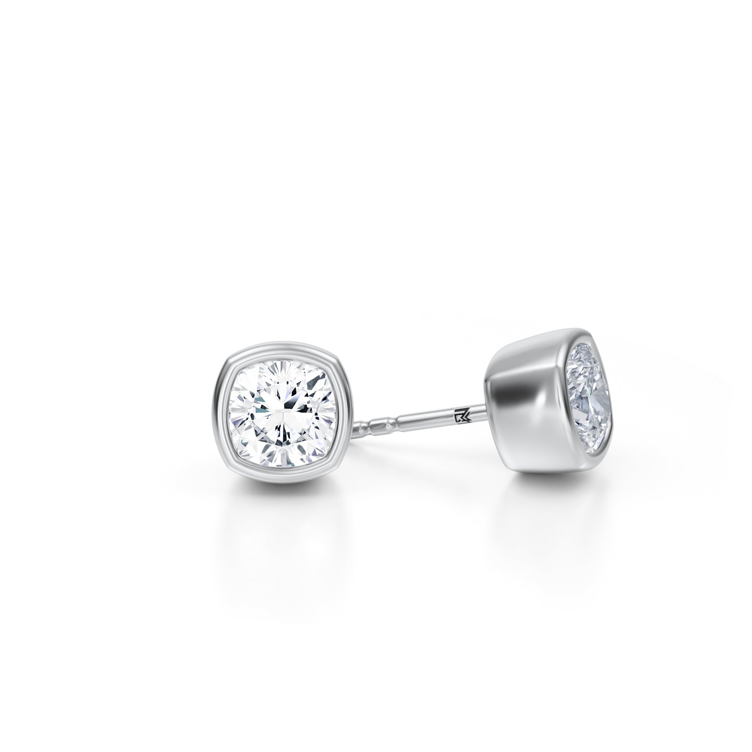 2.5 Carat Cushion Bezel Stud Lab Grown Diamond Earrings