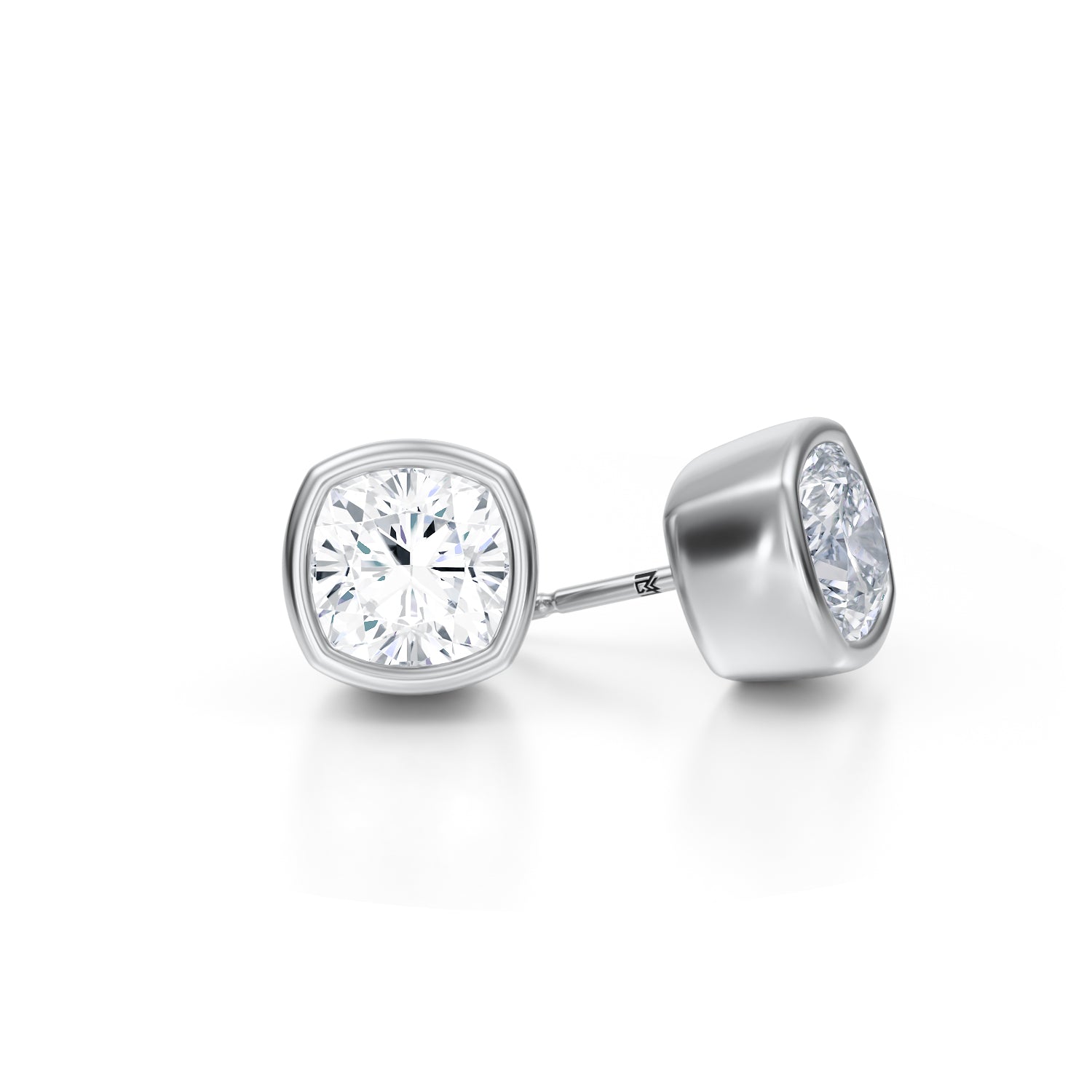 5 Carat Cushion Bezel Stud Lab Grown Diamond Earrings