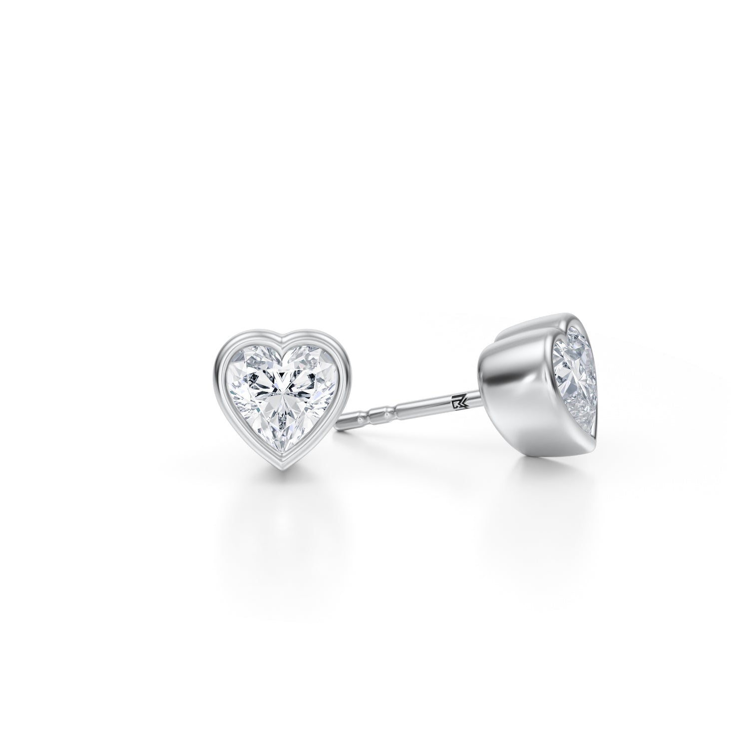 2.5 Carat Heart Shape Bezel Stud Lab Grown Diamond Earrings