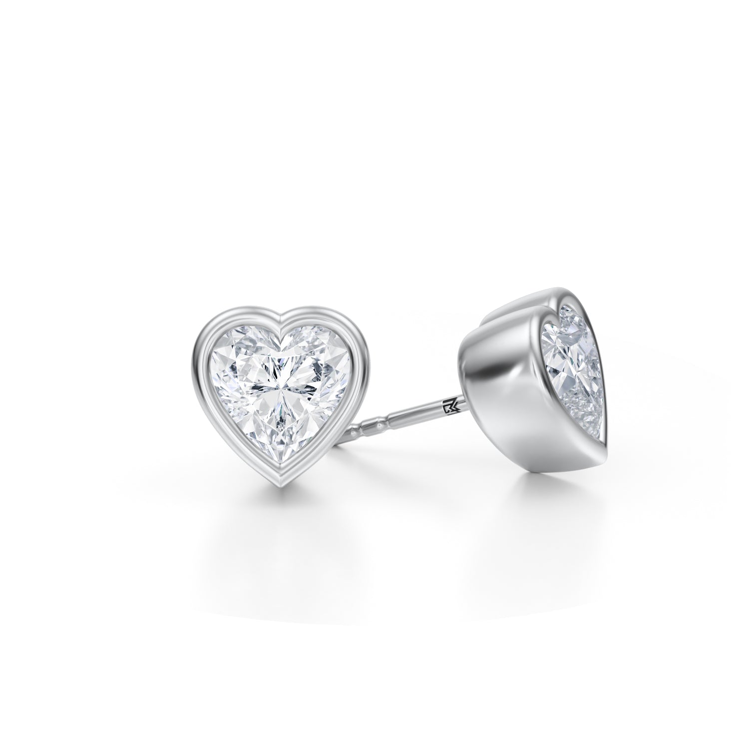 3 Carat Heart Shape Bezel Stud Lab Grown Diamond Earrings