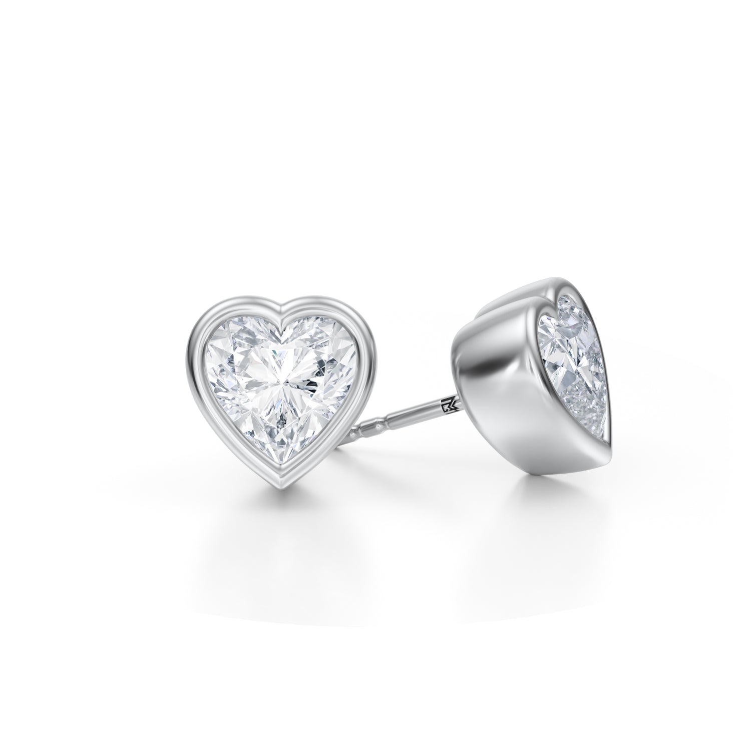 4 Carat Heart Shape Bezel Stud Lab Grown Diamond Earrings