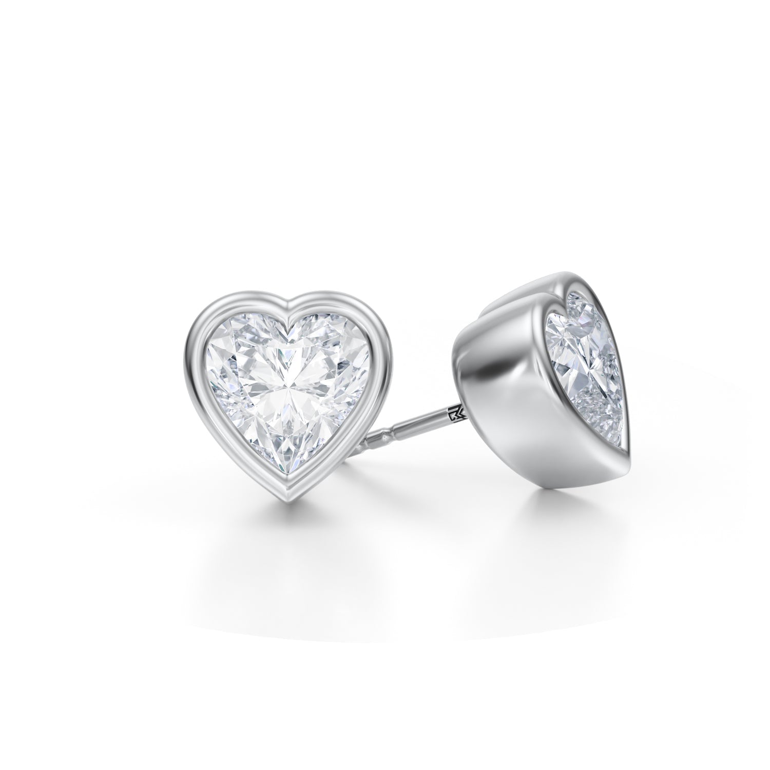 5 Carat Heart Shape Bezel Stud Lab Grown Diamond Earrings