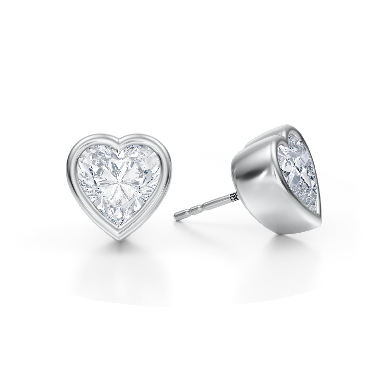 6 Carat Heart Shape Bezel Stud Lab Grown Diamond Earrings