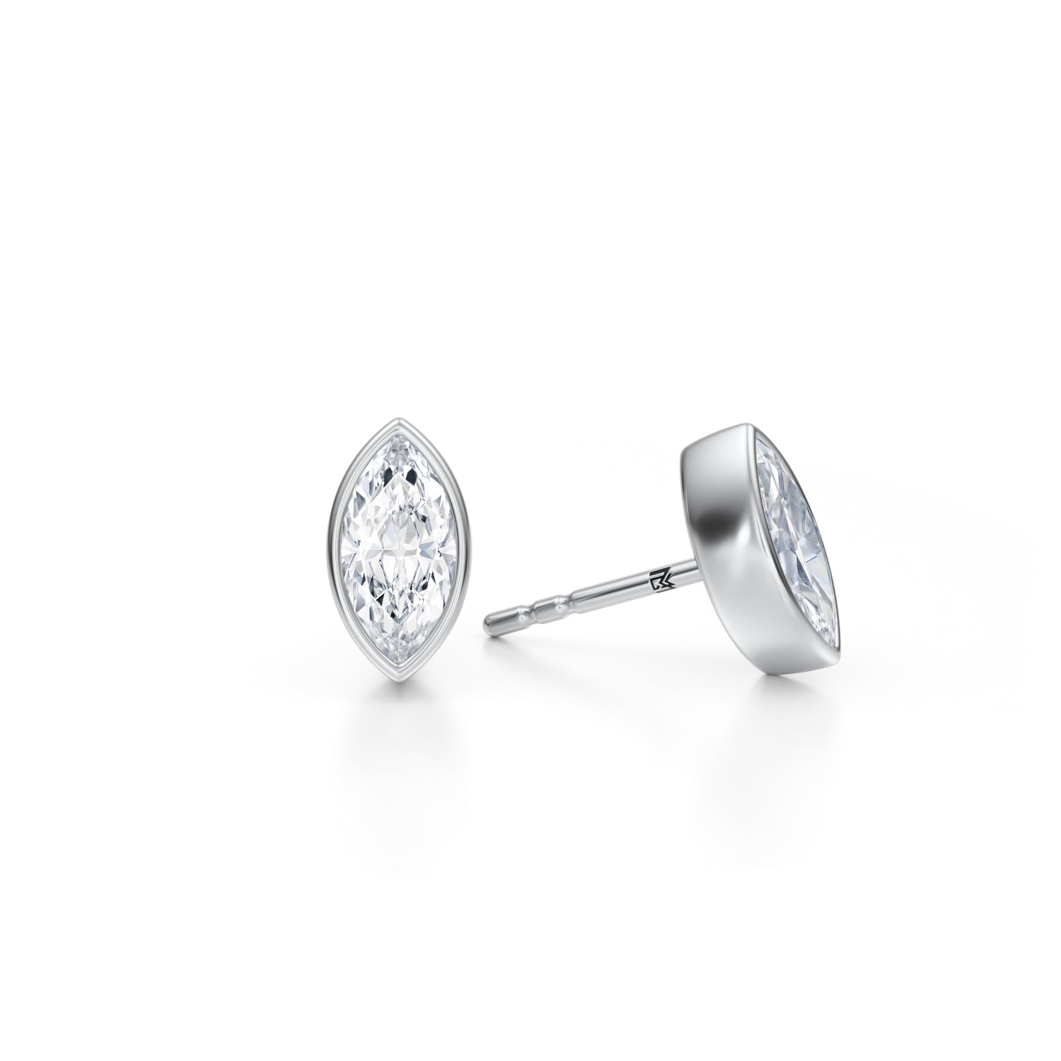 1.50 Carat Marquise Bezel Stud Lab Grown Diamond Earrings