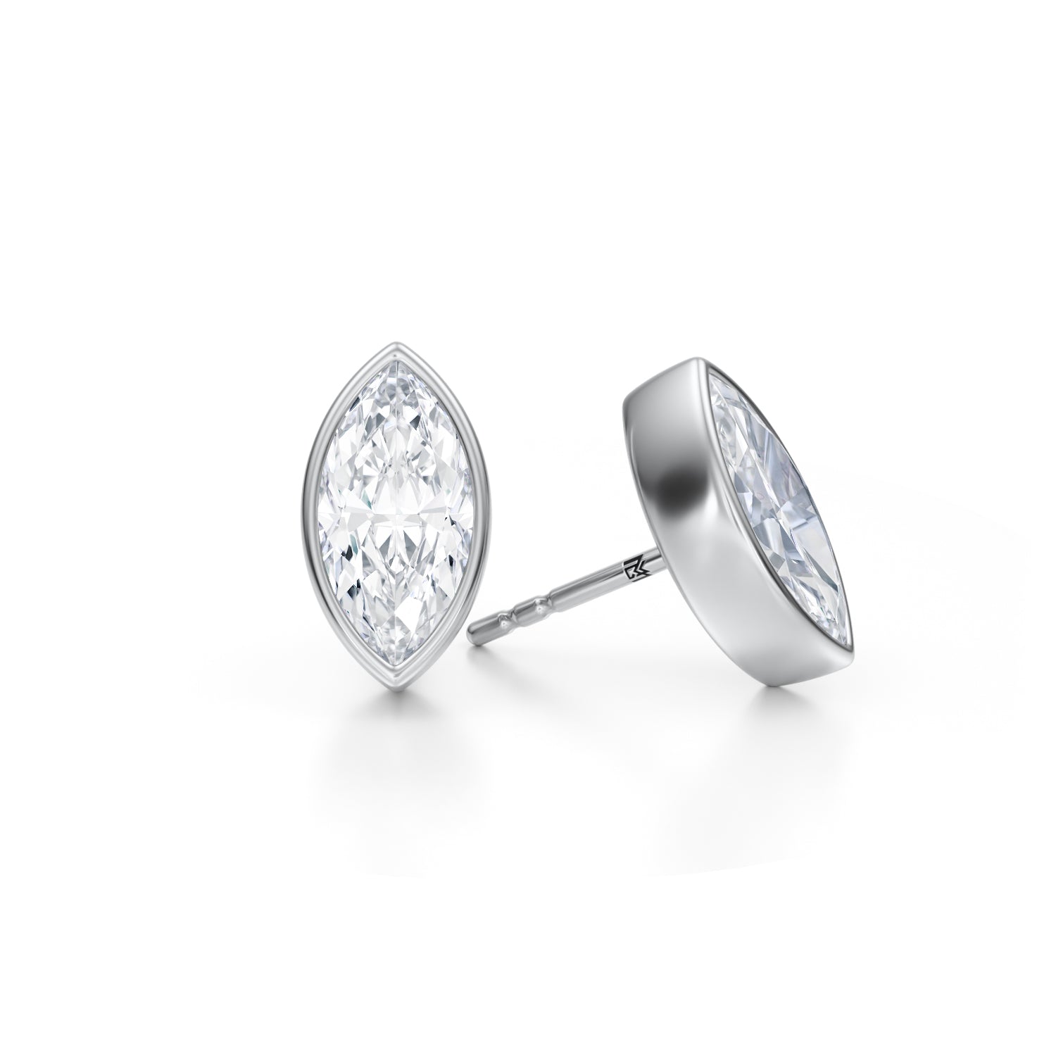 3 Carat Marquise Bezel Stud Lab Grown Diamond Earrings