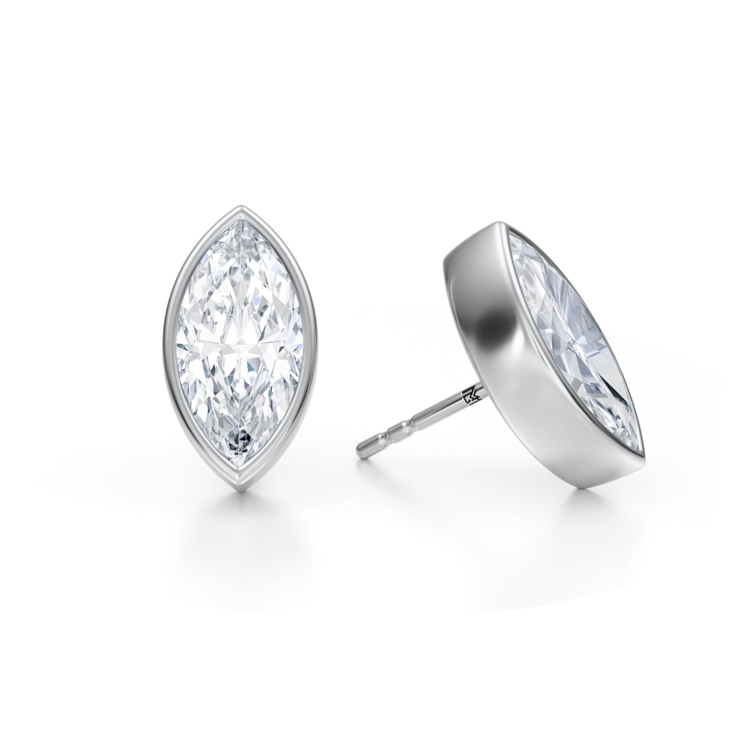 5 Carat Marquise Bezel Stud Lab Grown Diamond Earrings