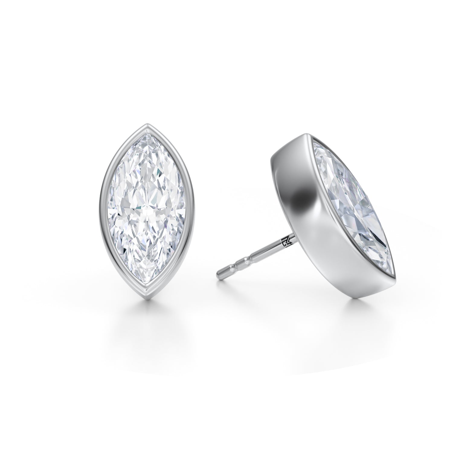 6 Carat Marquise Bezel Stud Lab Grown Diamond Earrings