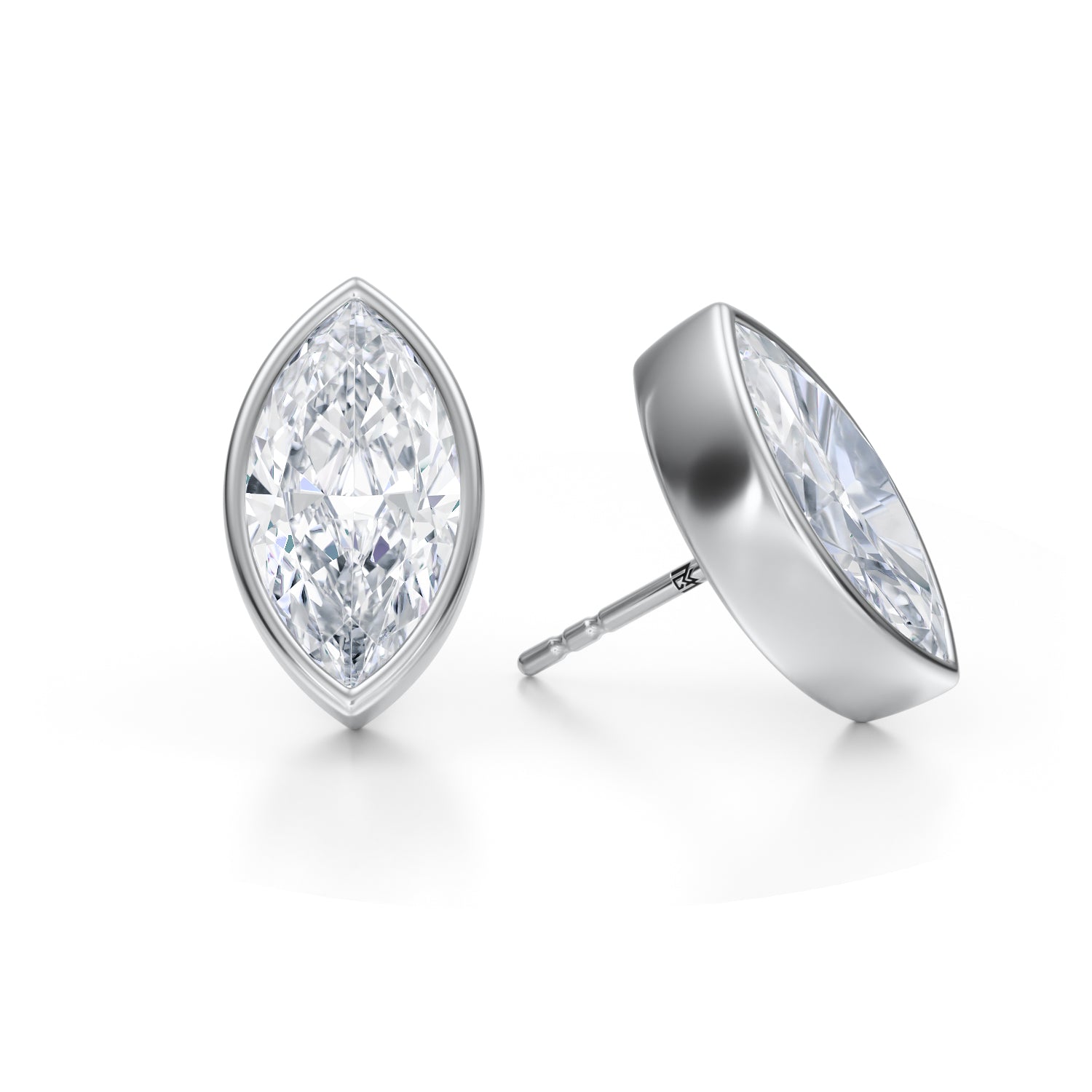 7 Carat Marquise Bezel Stud Lab Grown Diamond Earrings