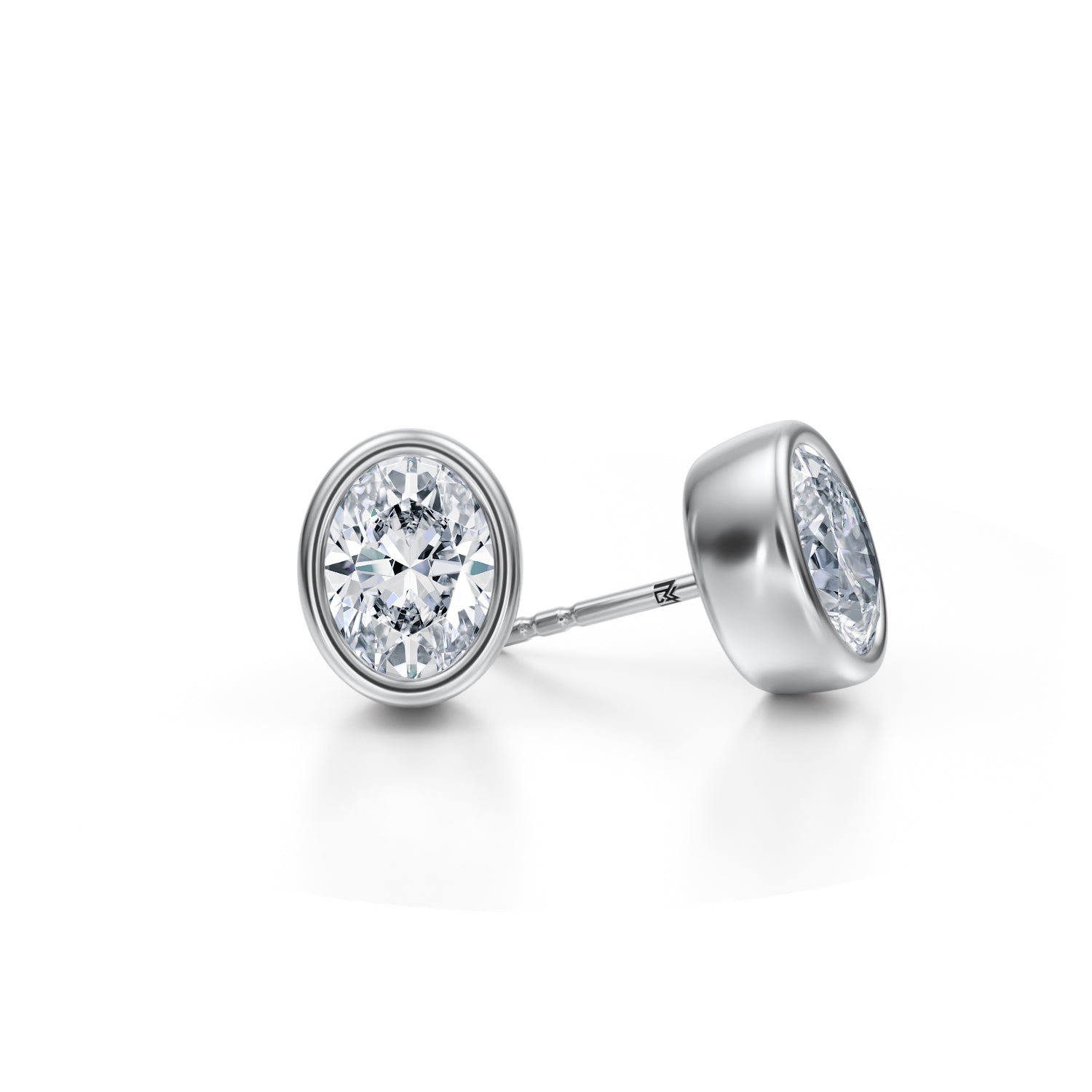 3 Carat Oval Bezel Stud Lab Grown Diamond Earrings