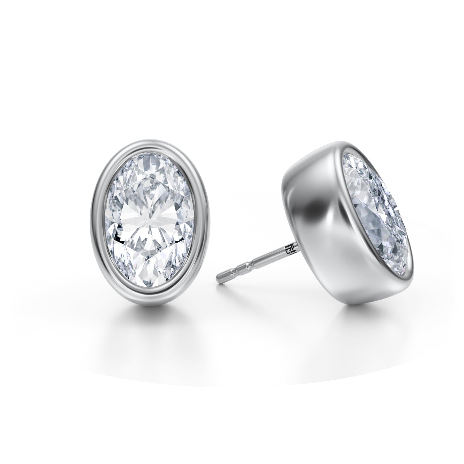 6 Carat Oval Bezel Stud Lab Grown Diamond Earrings