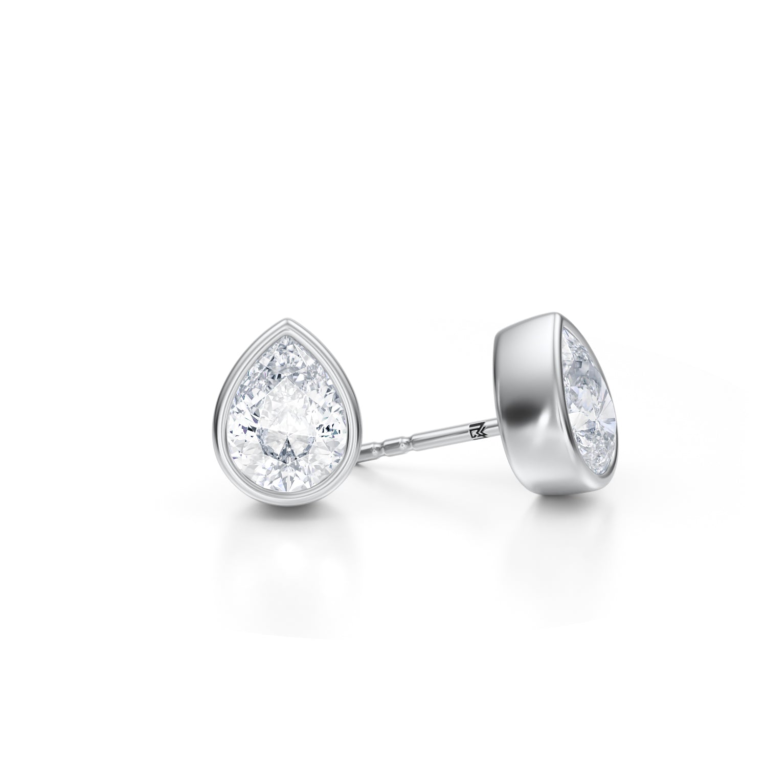 3 Carat Pear Bezel Stud Lab Grown Diamond Earrings