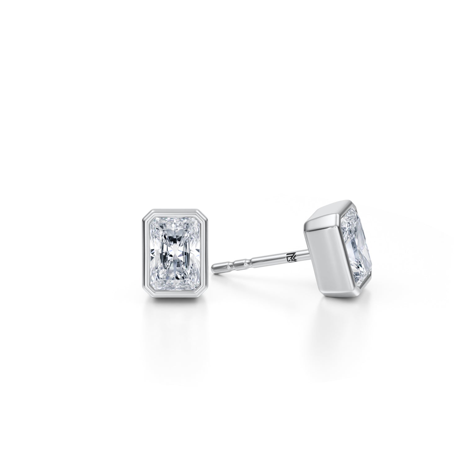 1.50 Carat Radiant Bezel Stud Lab Grown Diamond Earrings