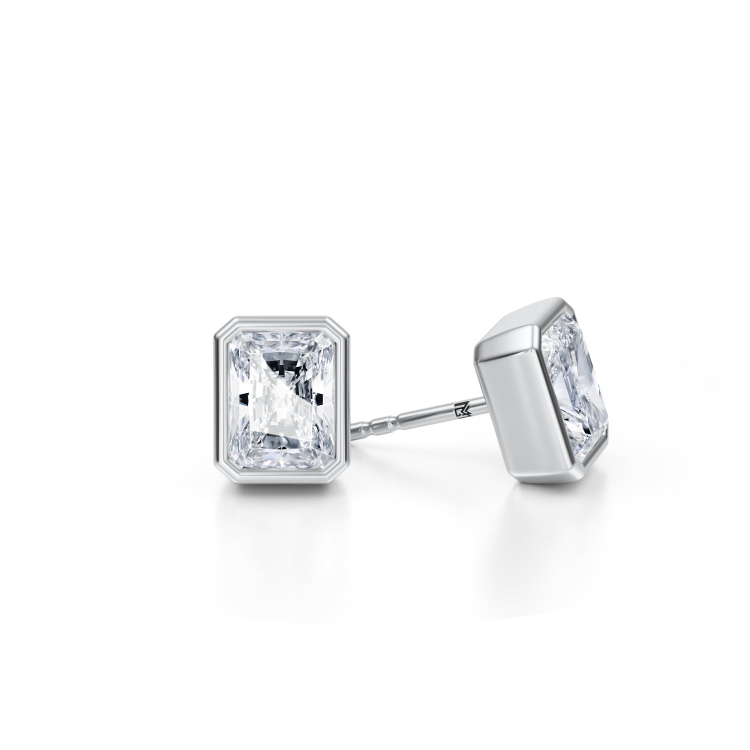 3 Carat Radiant Bezel Stud Lab Grown Diamond Earrings