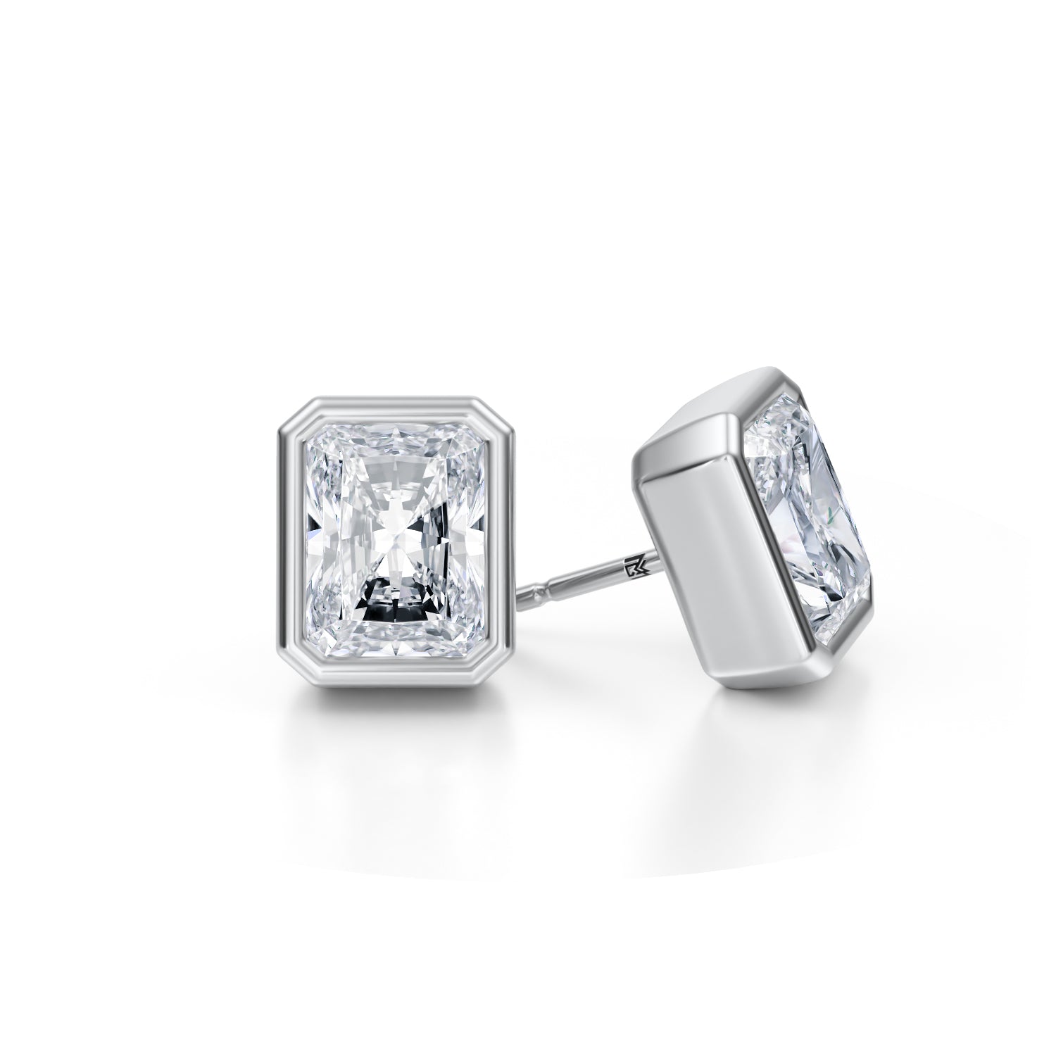 5 Carat Radiant Bezel Stud Lab Grown Diamond Earrings