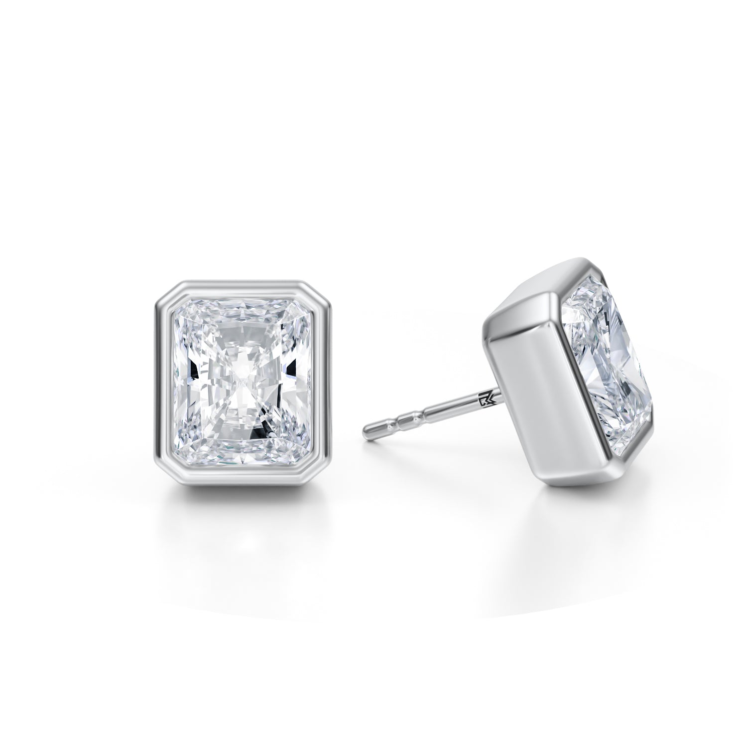 6 Carat Radiant Bezel Stud Lab Grown Diamond Earrings