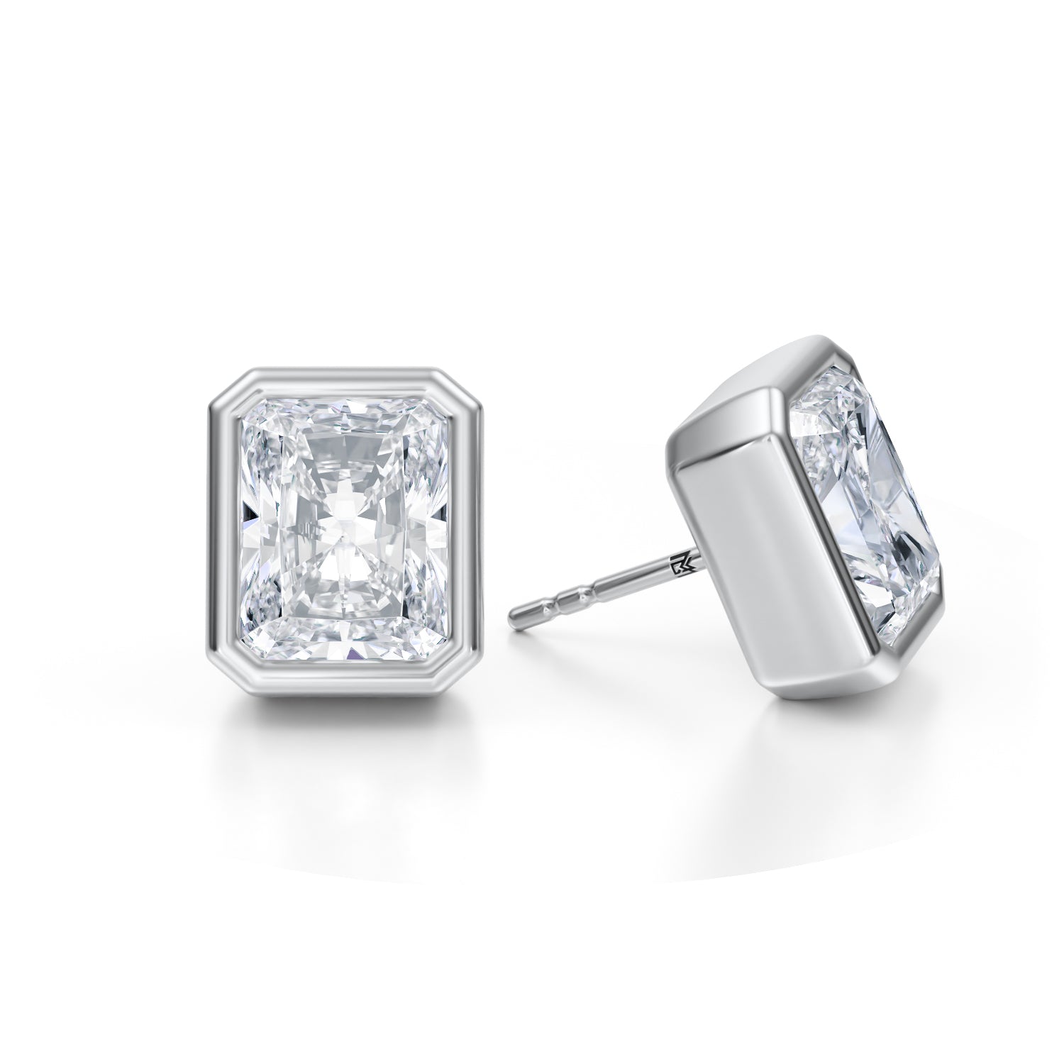 7 Carat Radiant Bezel Stud Lab Grown Diamond Earrings