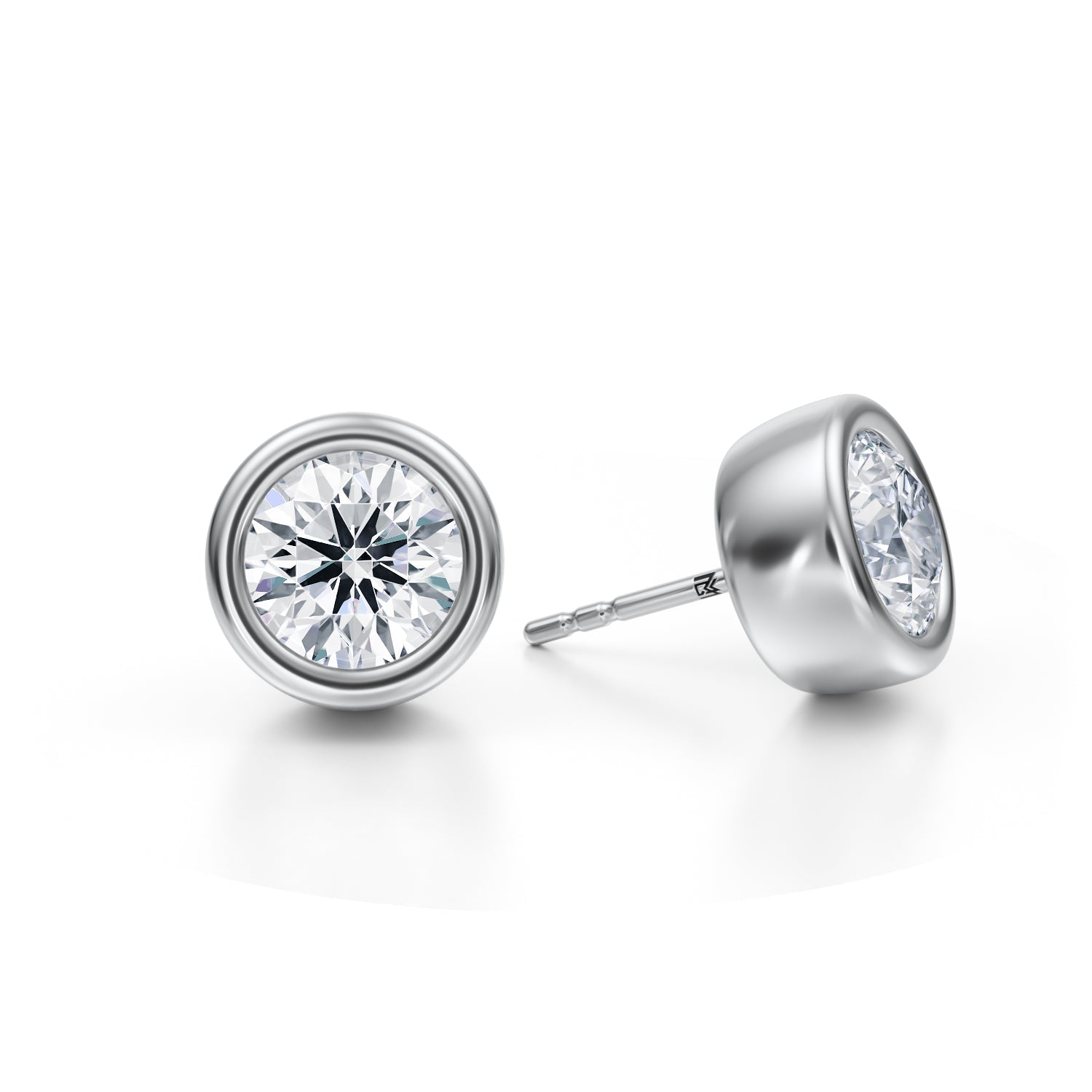 4 Carat Round Bezel Stud Lab Grown Diamond Earrings