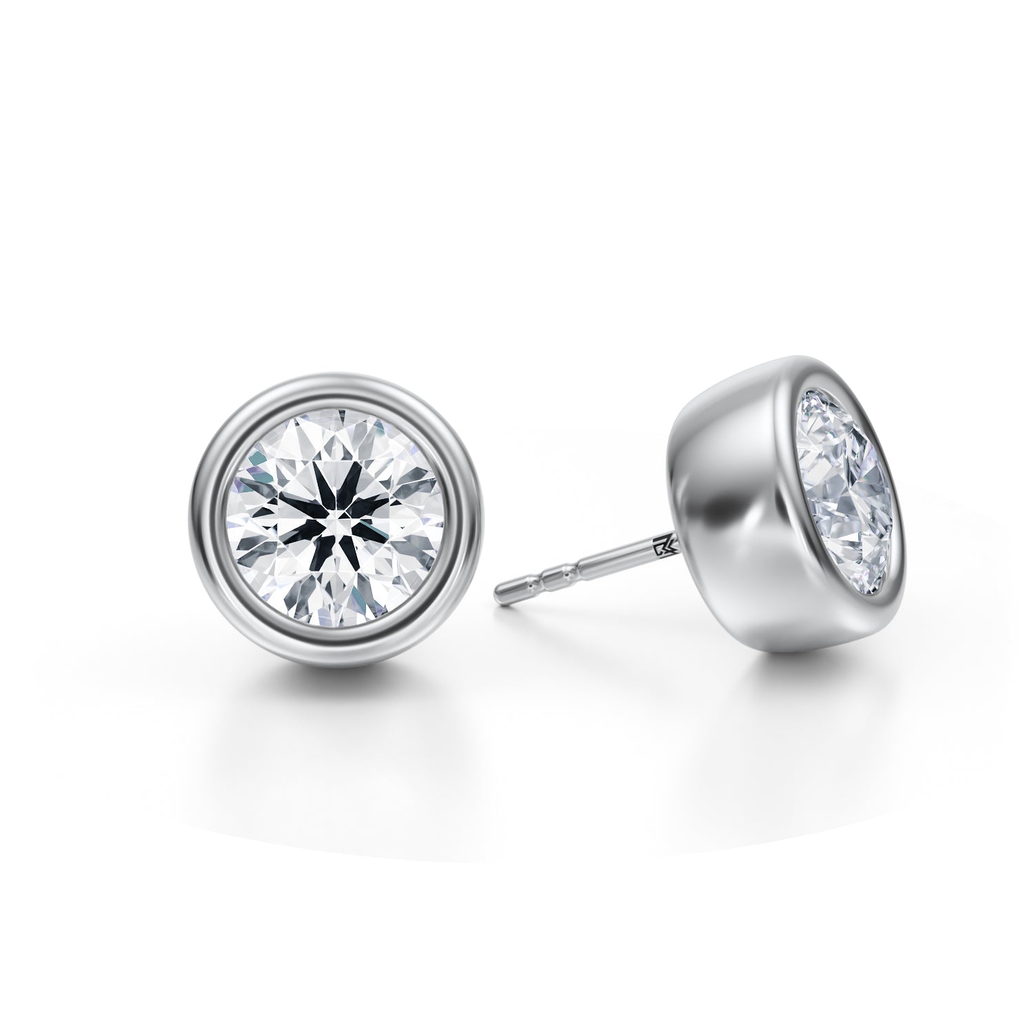 5 Carat Round Bezel Stud Lab Grown Diamond Earrings