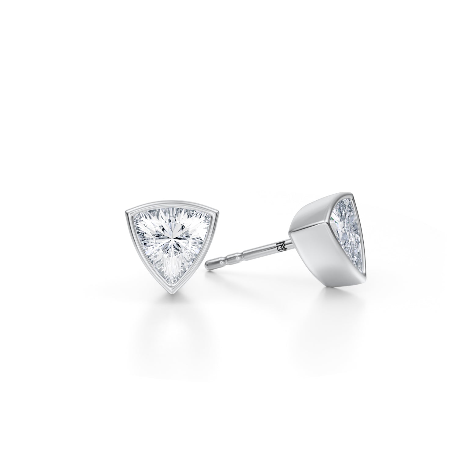 1.50 Carat Trillion Bezel Stud Lab Grown Diamond Earrings