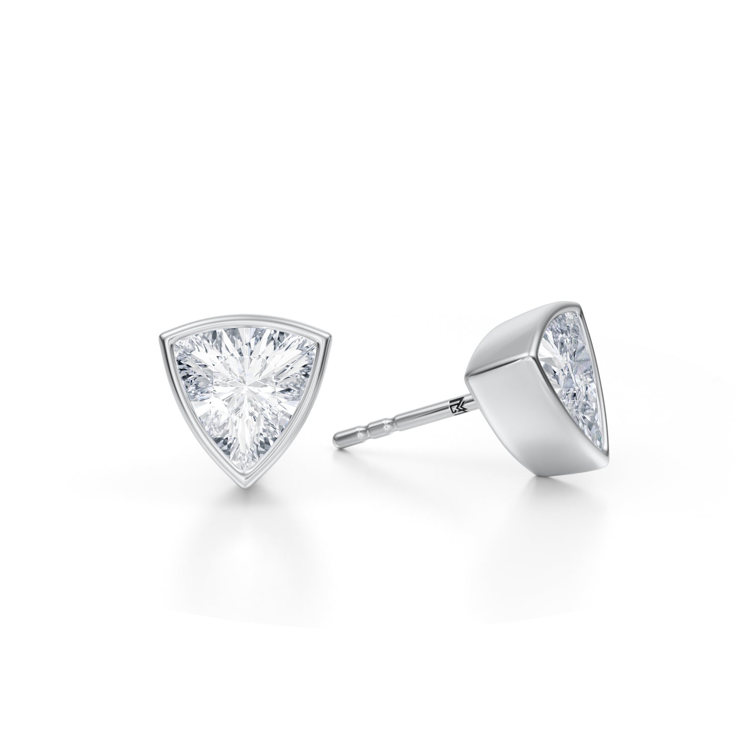 2 Carat Trillion Bezel Stud Lab Grown Diamond Earrings