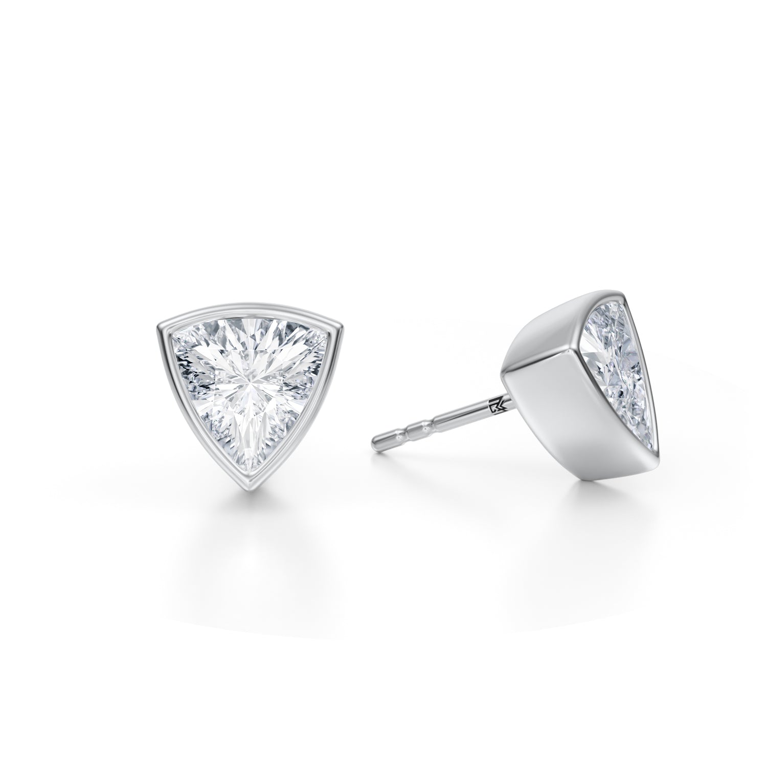 2.5 Carat Trillion Bezel Stud Lab Grown Diamond Earrings