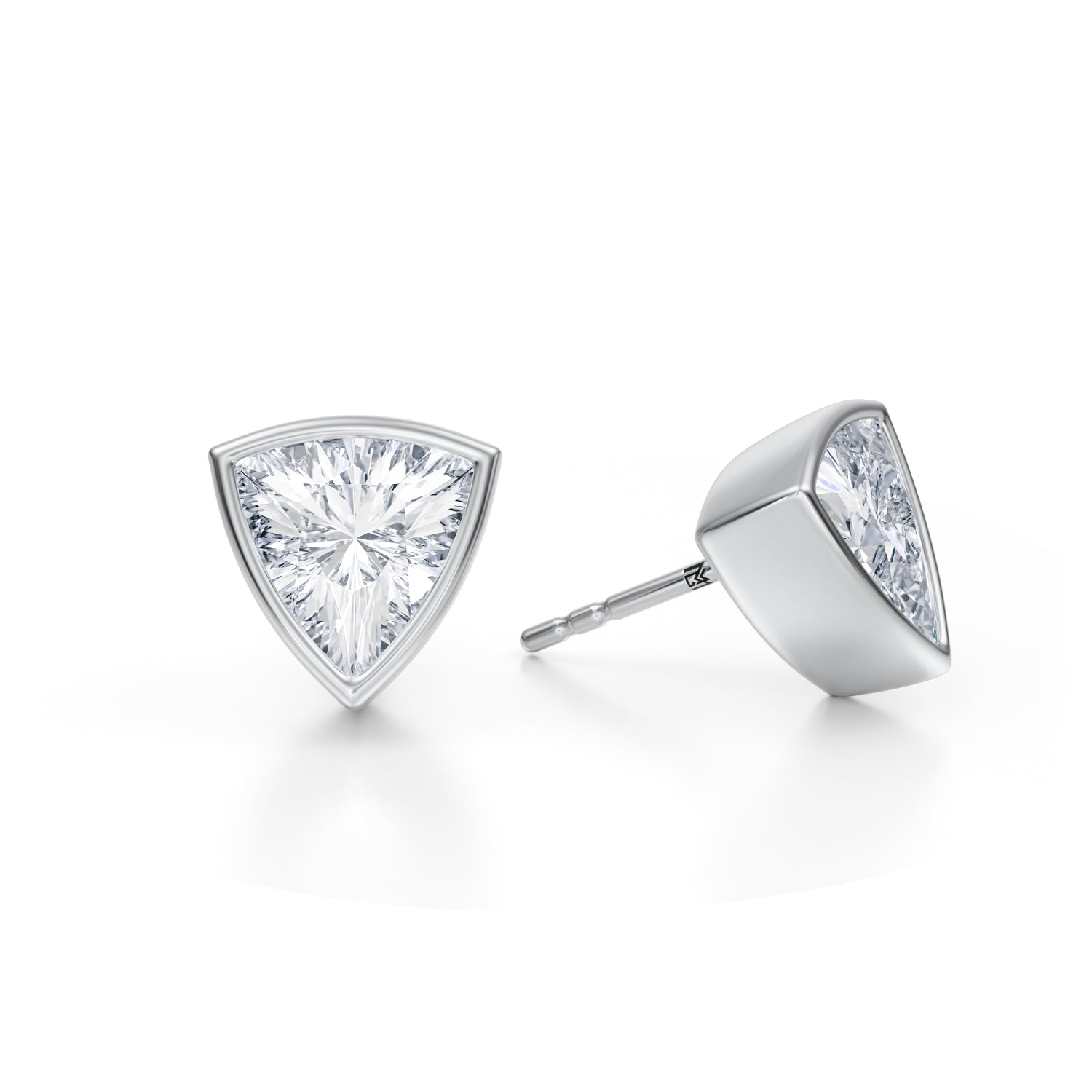 3 Carat Trillion Bezel Stud Lab Grown Diamond Earrings