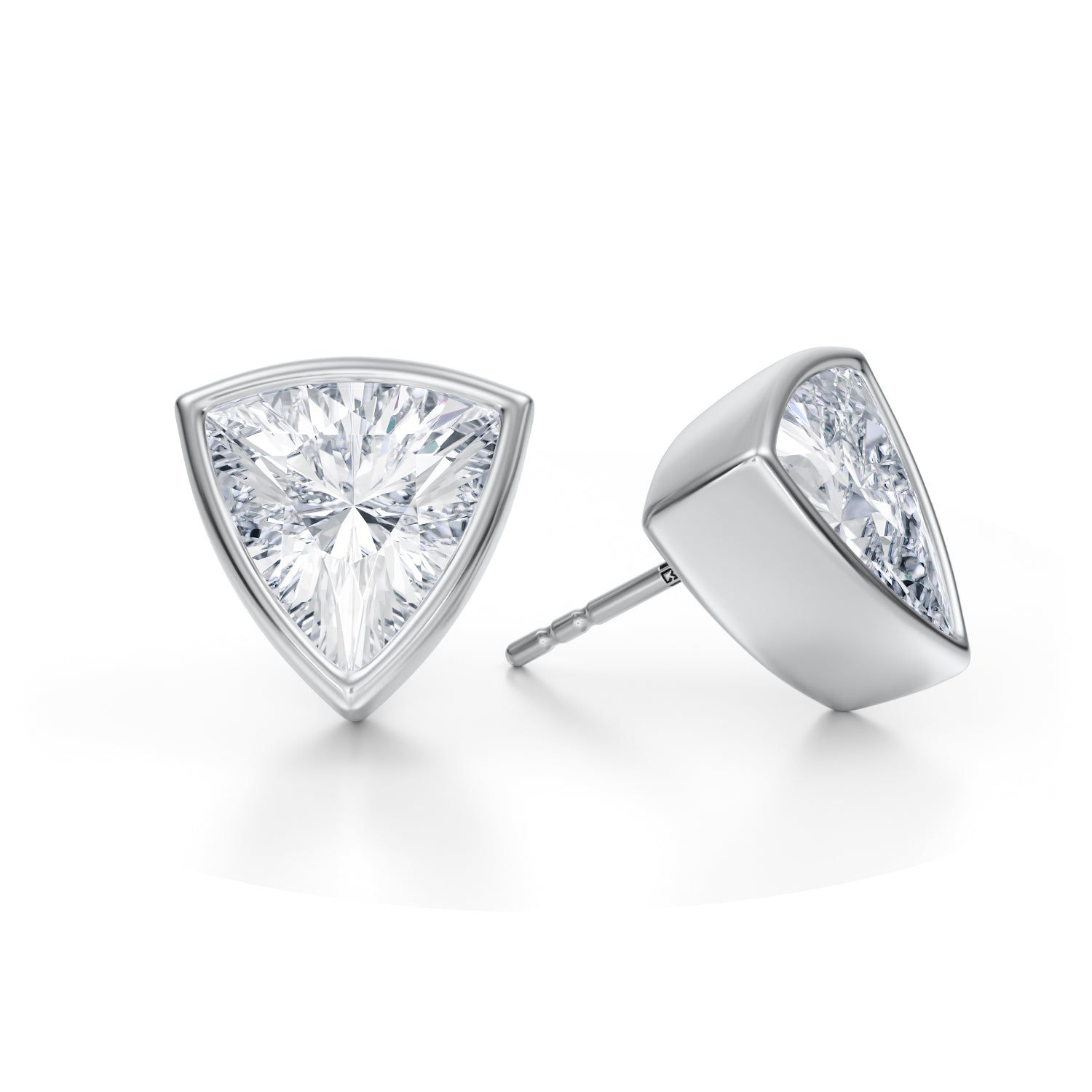 6 Carat Trillion Bezel Stud Lab Grown Diamond Earrings