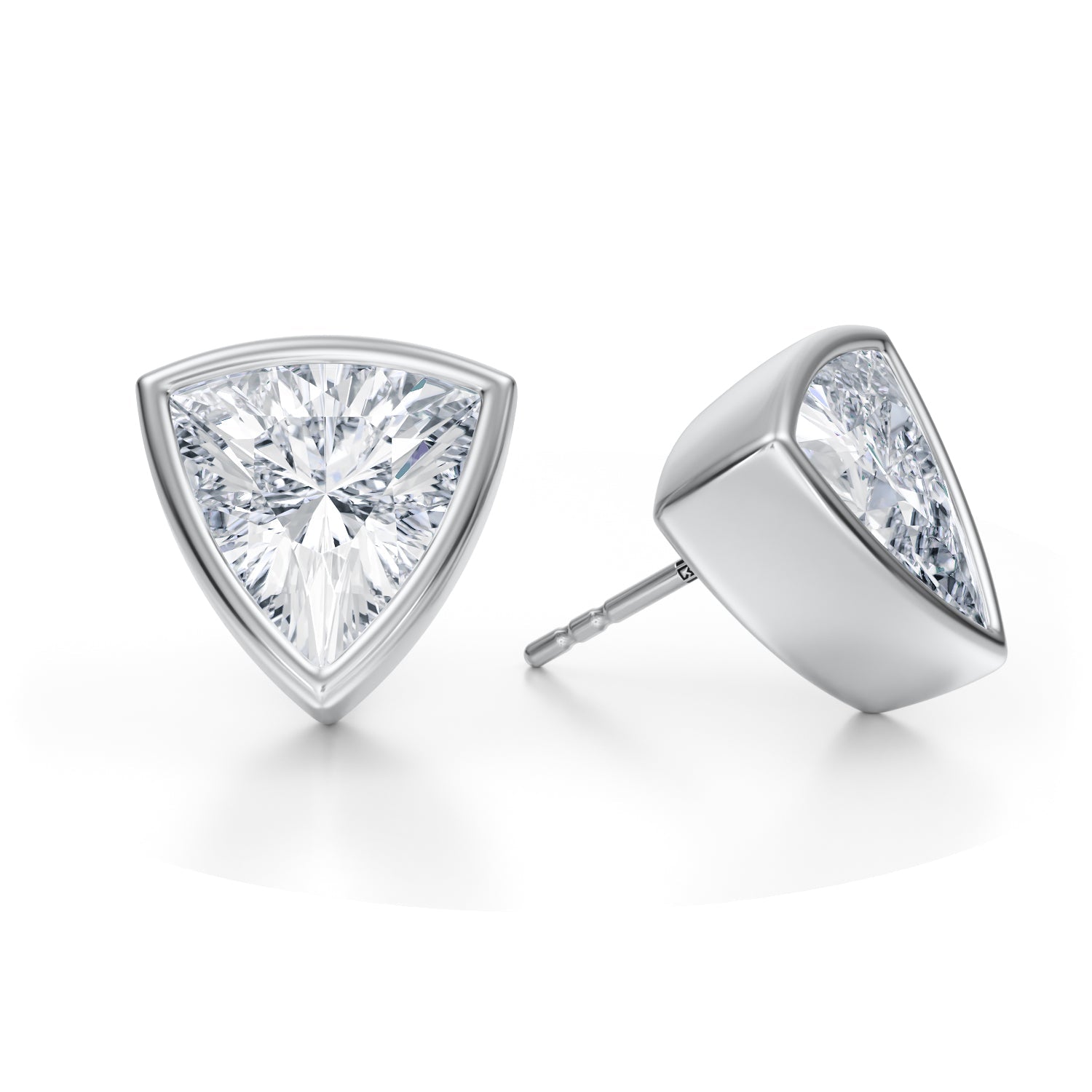 7 Carat Trillion Bezel Stud Lab Grown Diamond Earrings