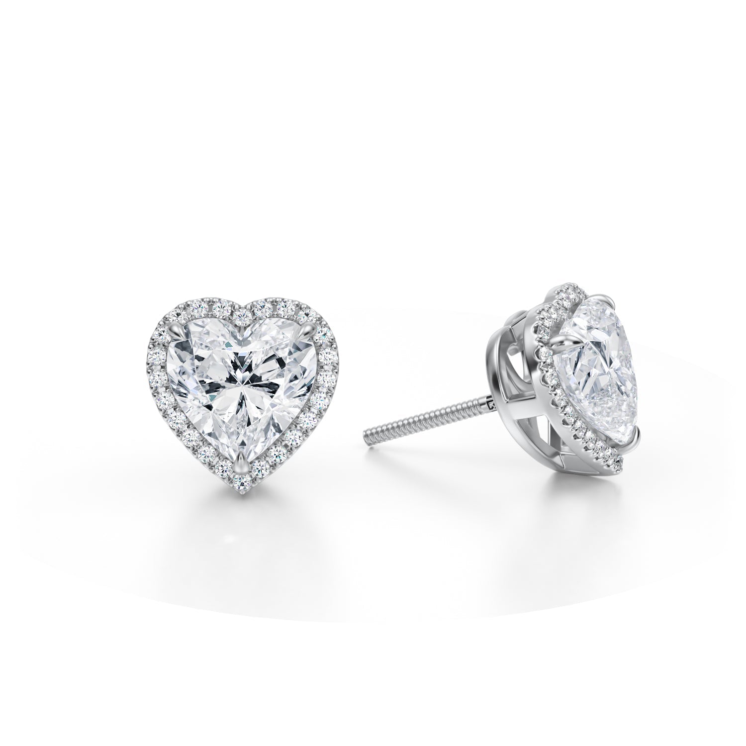 4 Carat Heart Shape  Halo Stud Earrings