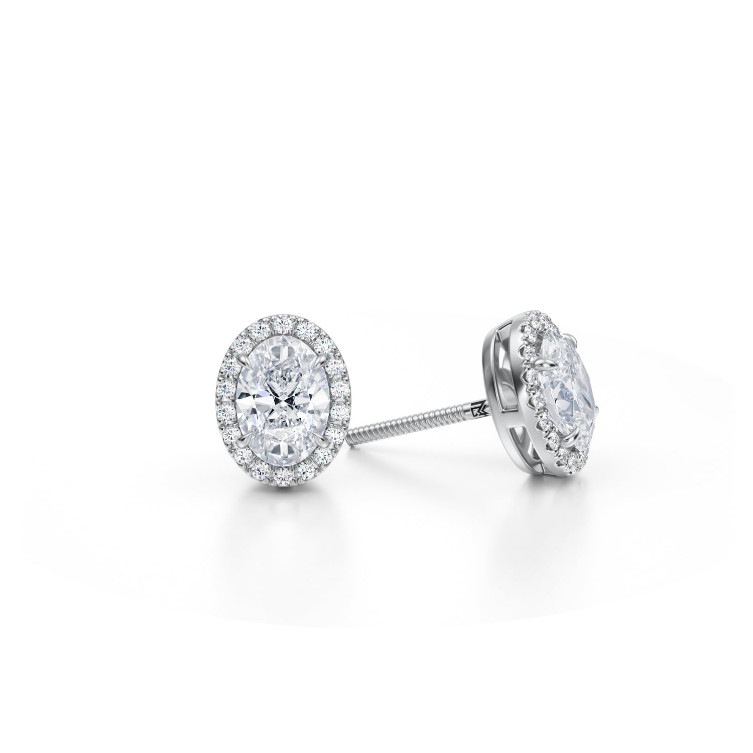 1.25 Carat Oval Halo Stud Earrings