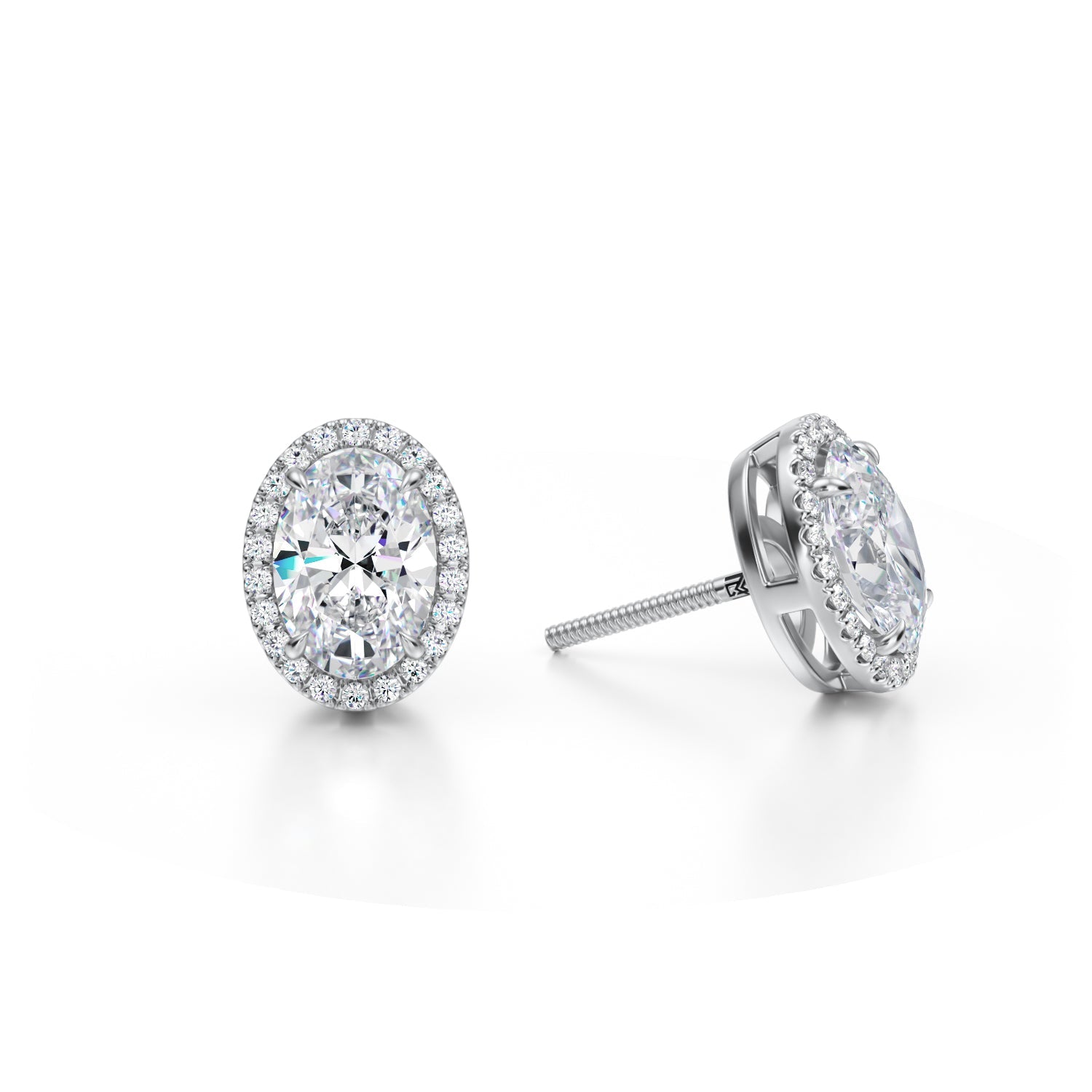 3 Carat Oval Halo Stud Earrings