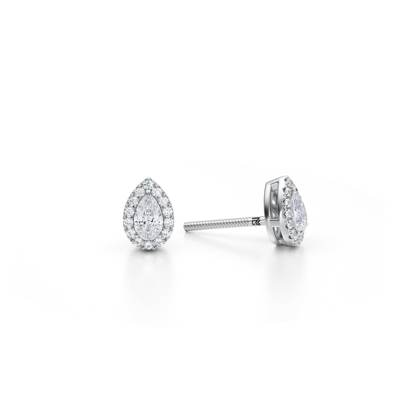 Pear Halo Stud Earrings