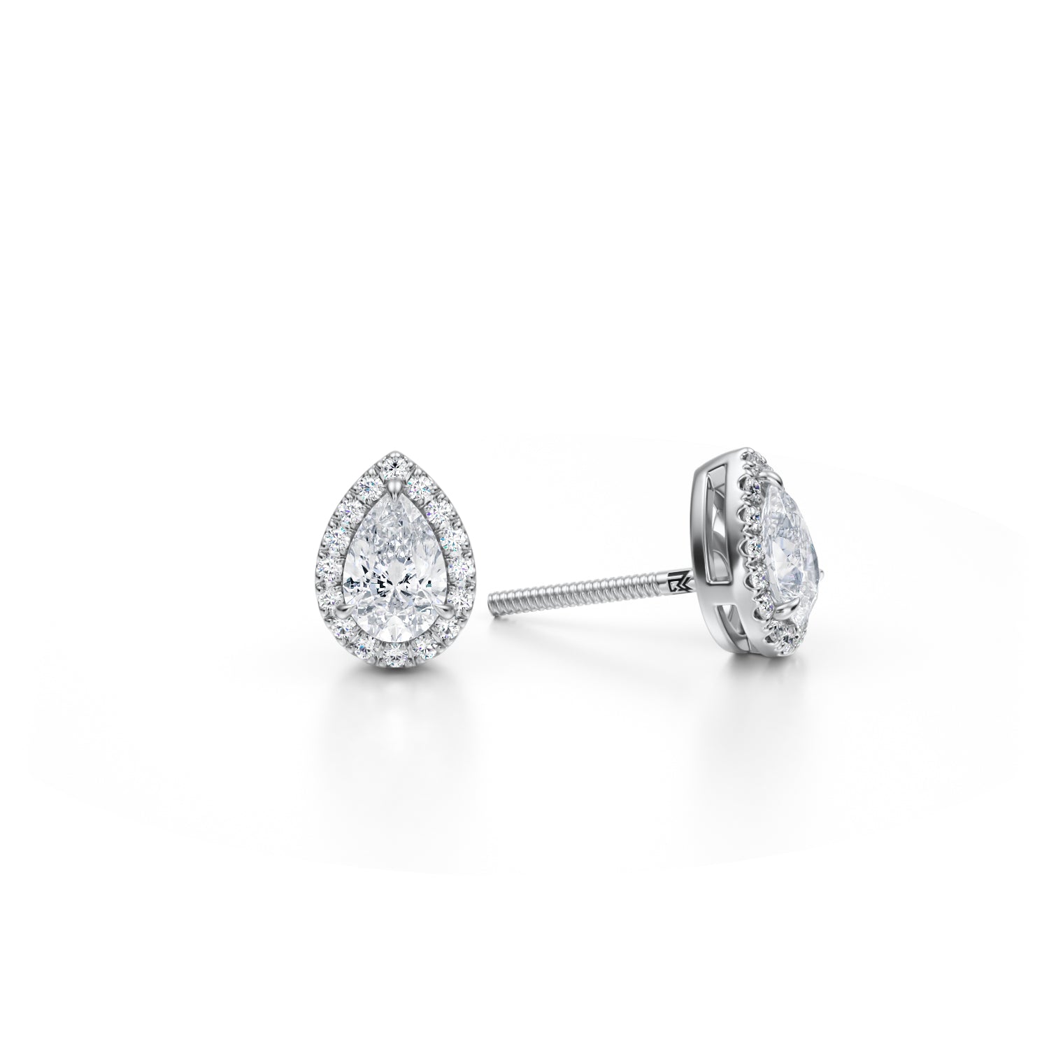 1 Carat Pear Halo Stud Earrings