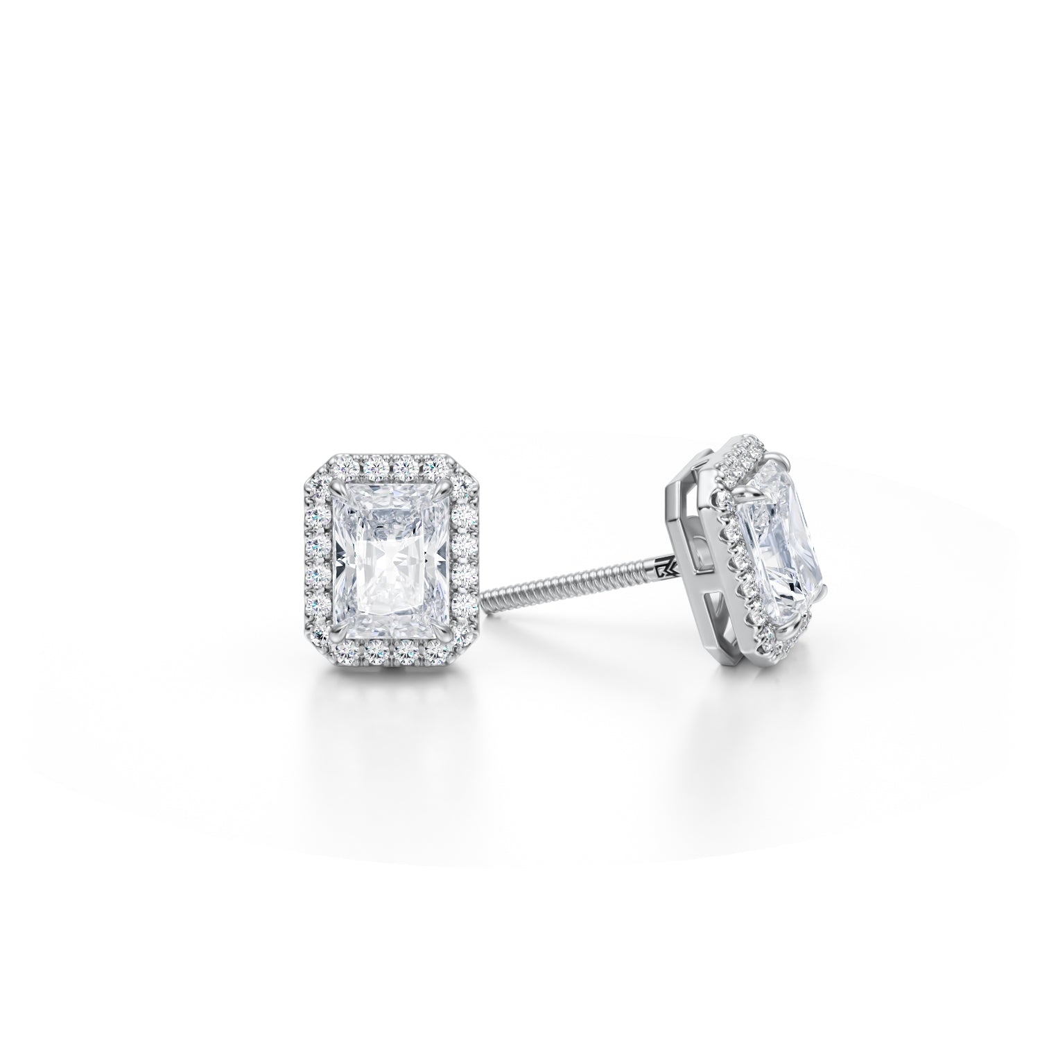 1.25 Carat Radiant Halo Stud Earrings