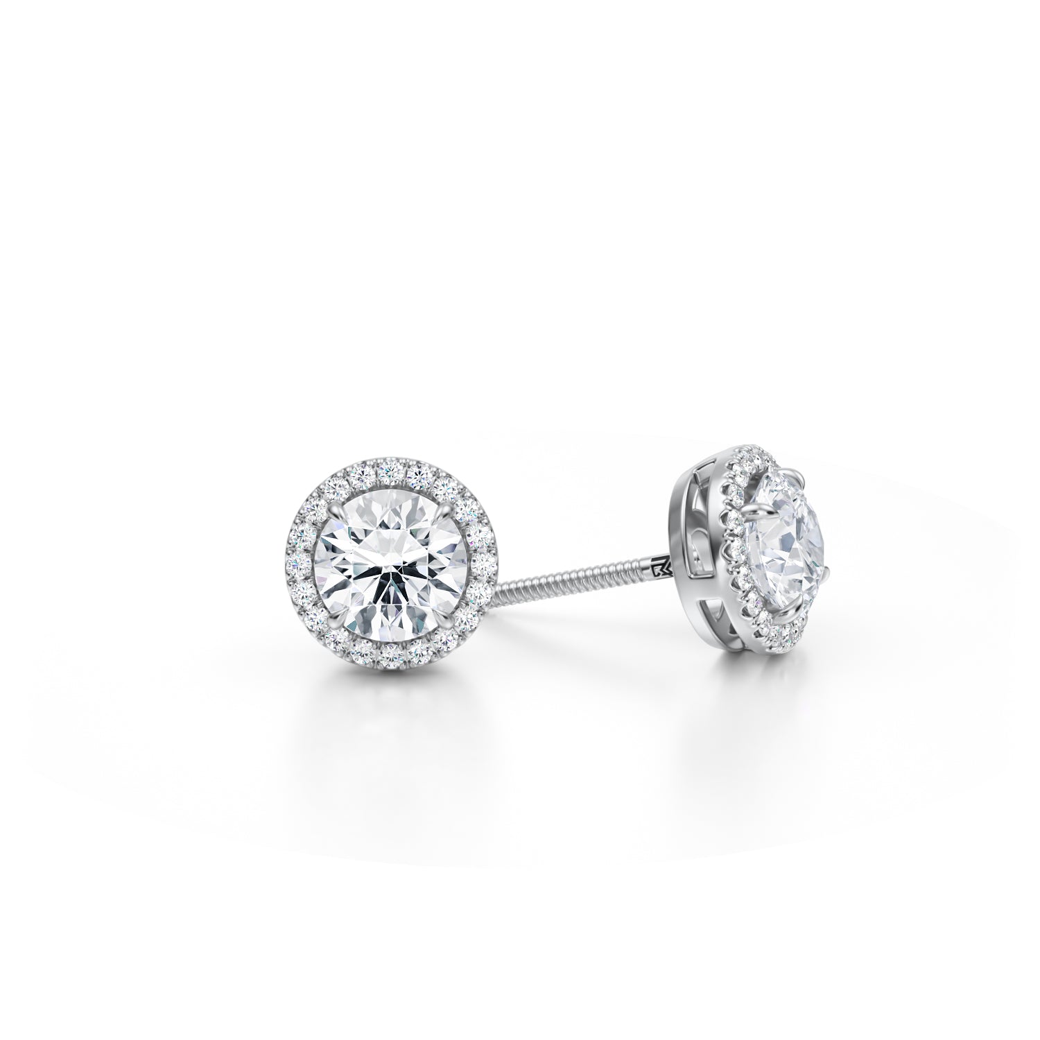 1.25 Carat Round Halo Stud Earrings