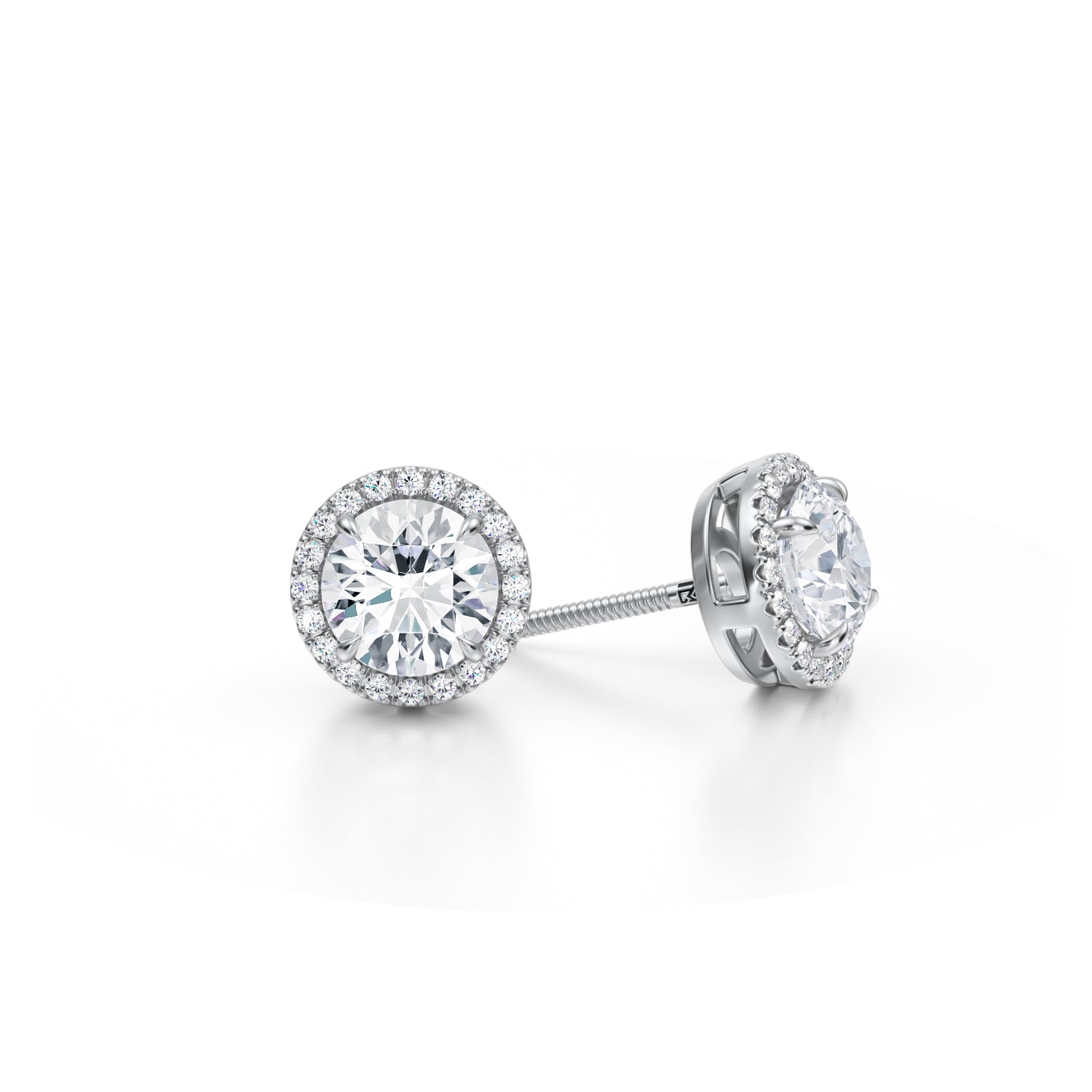 2 Carat Round Halo Stud Earrings