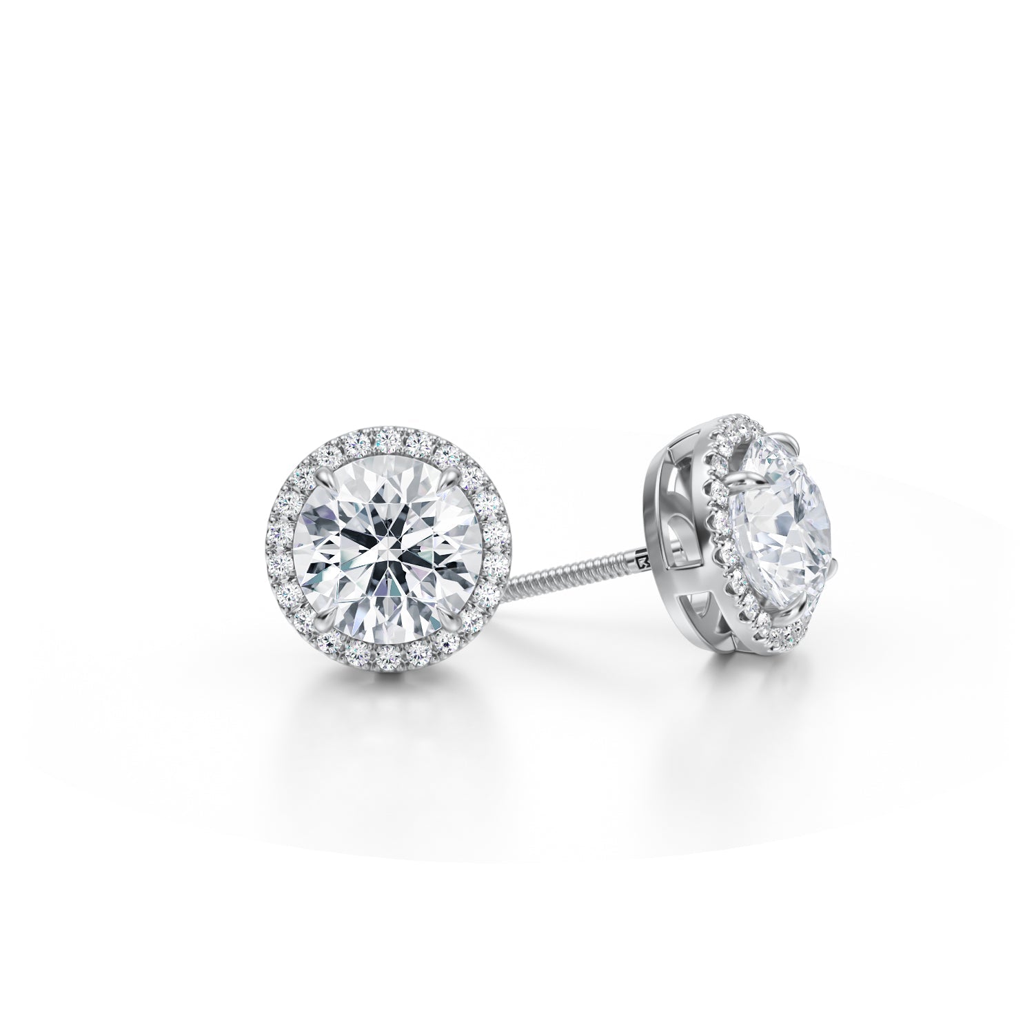 3 Carat Round Halo Stud Earrings