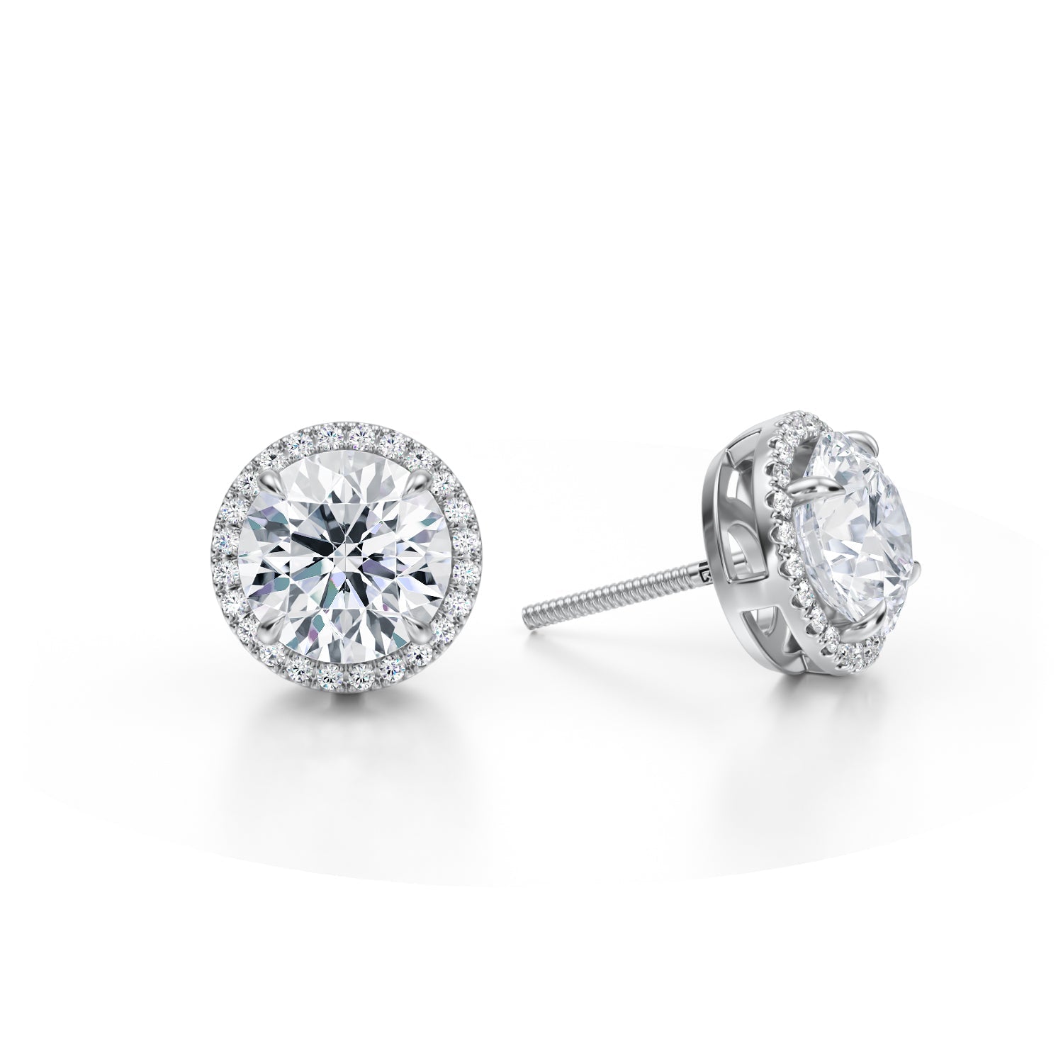 4 Carat Round Halo Stud Earrings