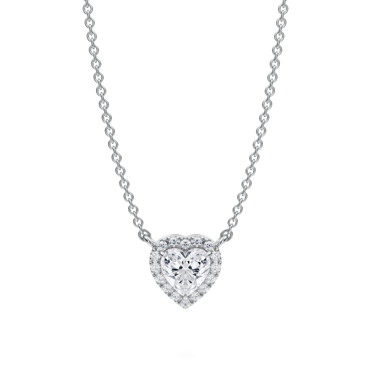 1/2 Carat Heart Shape Classic Halo Pendant