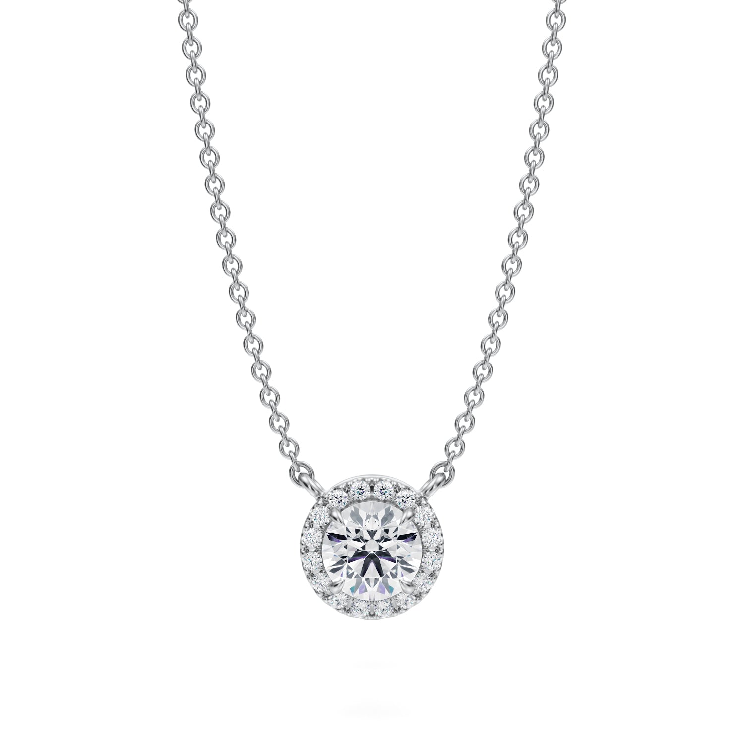 1/2 Carat Round Classic Halo Pendant