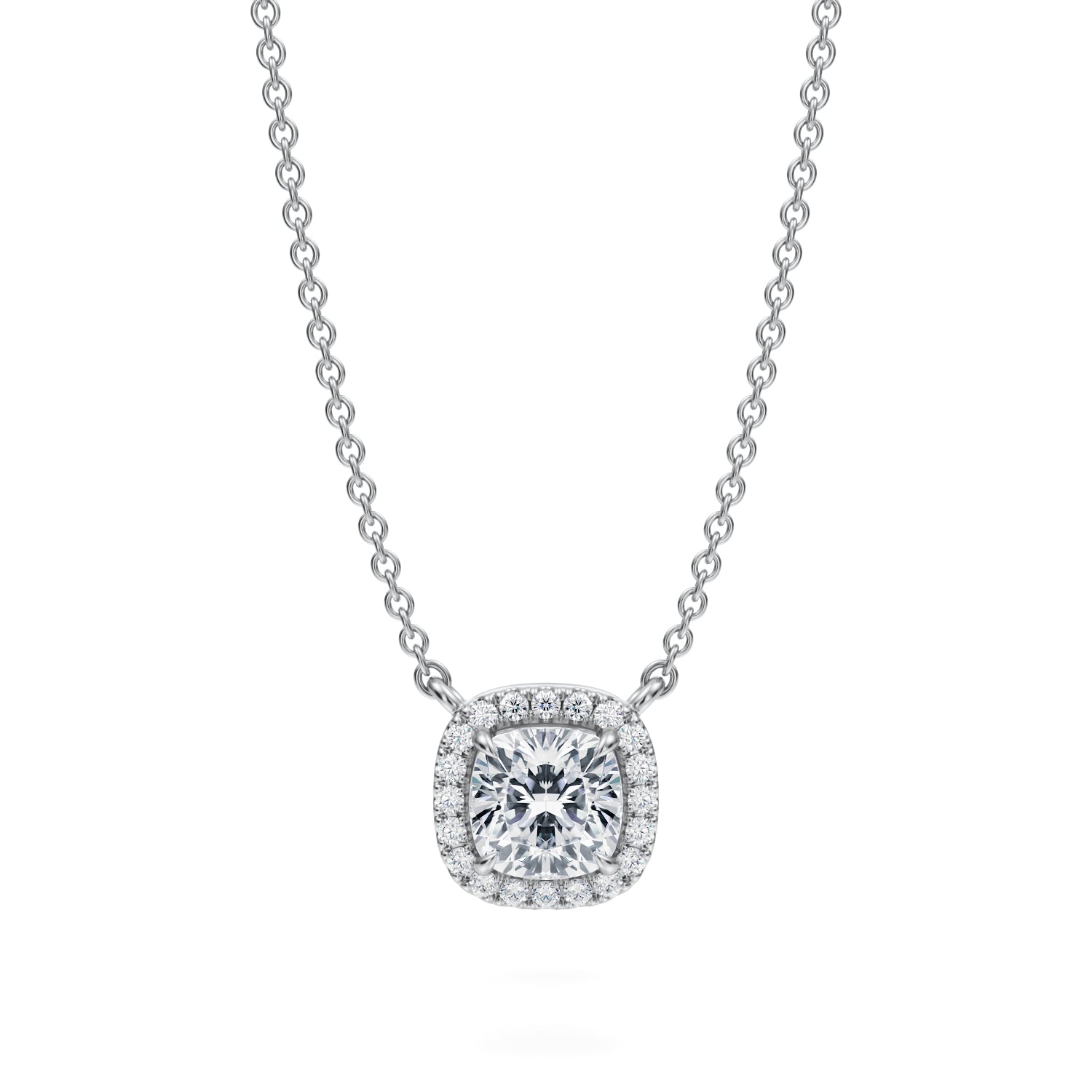 3/4 Carat Cushion Classic Halo Pendant