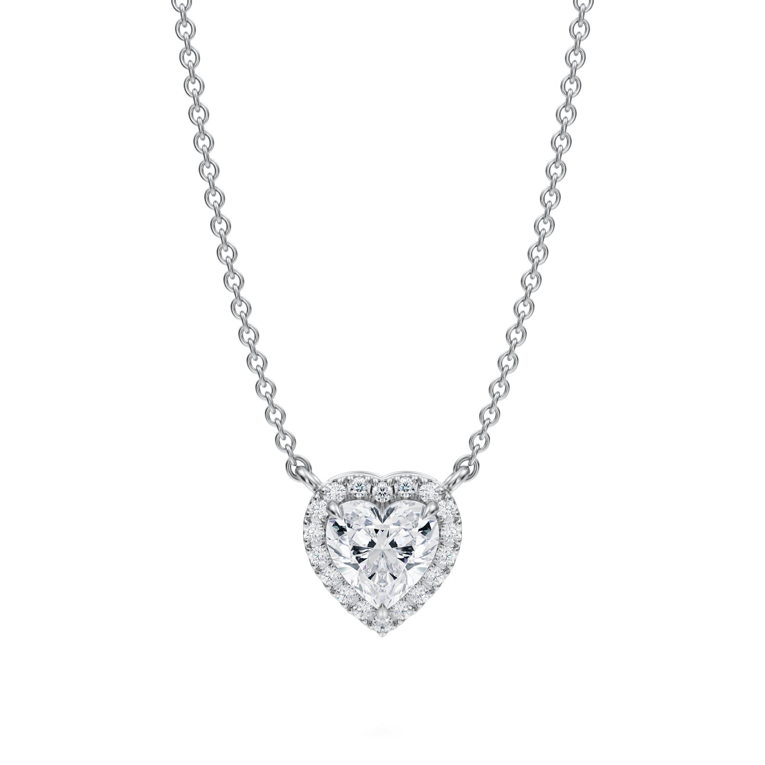 3/4 Carat Heart Shape Classic Halo Pendant