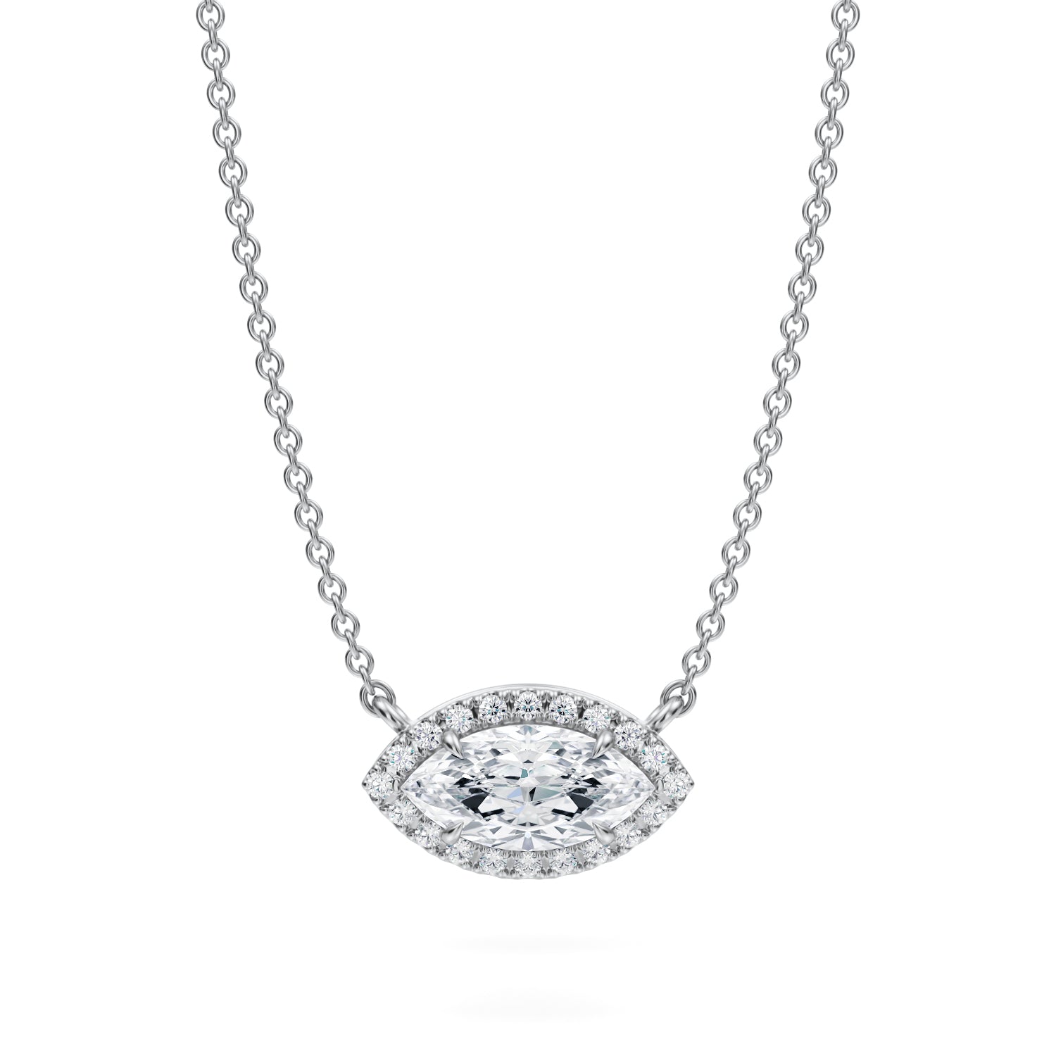 3/4 Carat Marquise Classic Halo Pendant