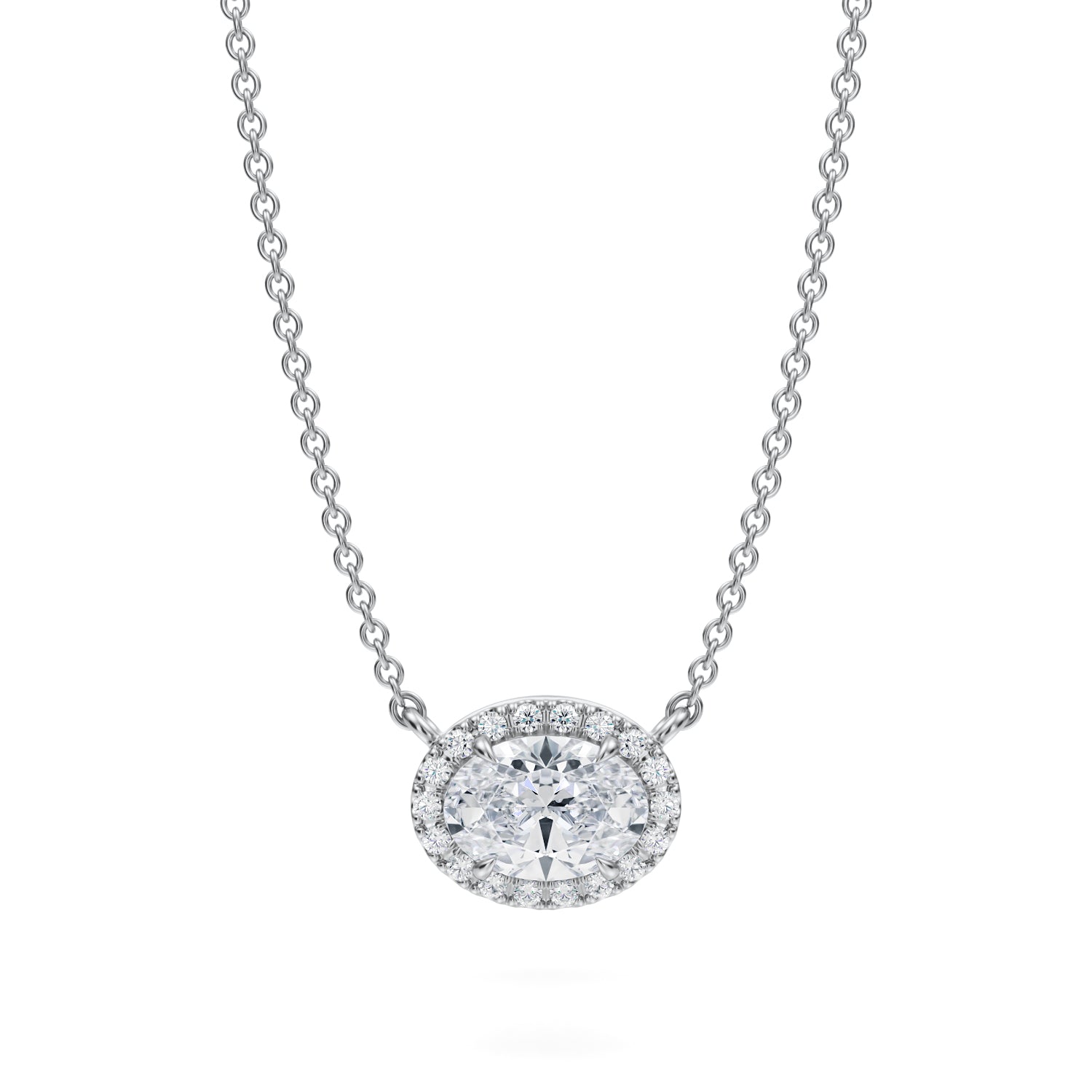 3/4 Carat Oval Classic Halo Pendant